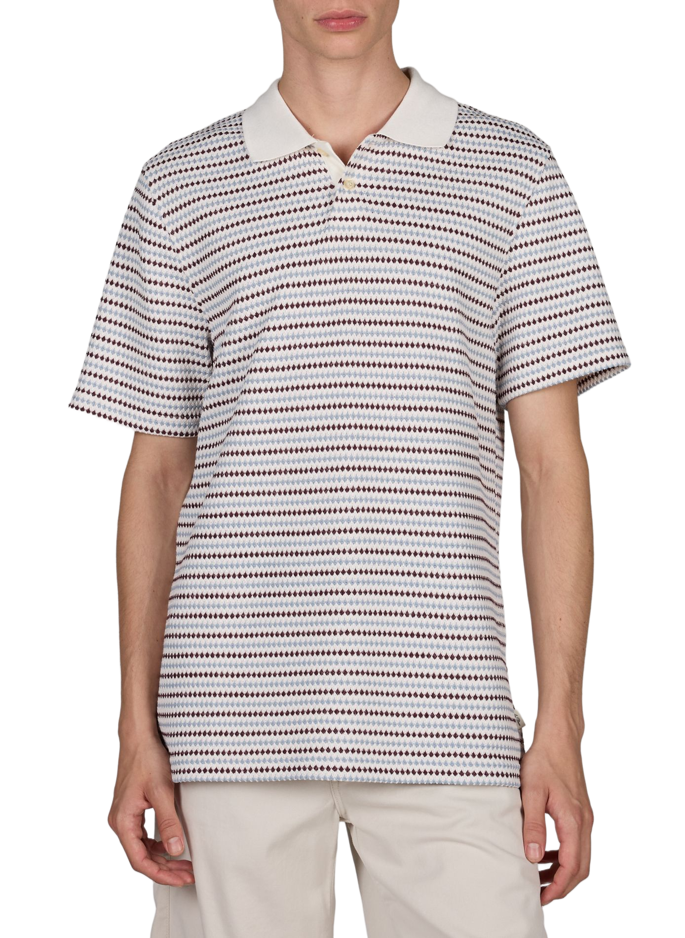 Short-sleeved striped knit polo LES DEUX White