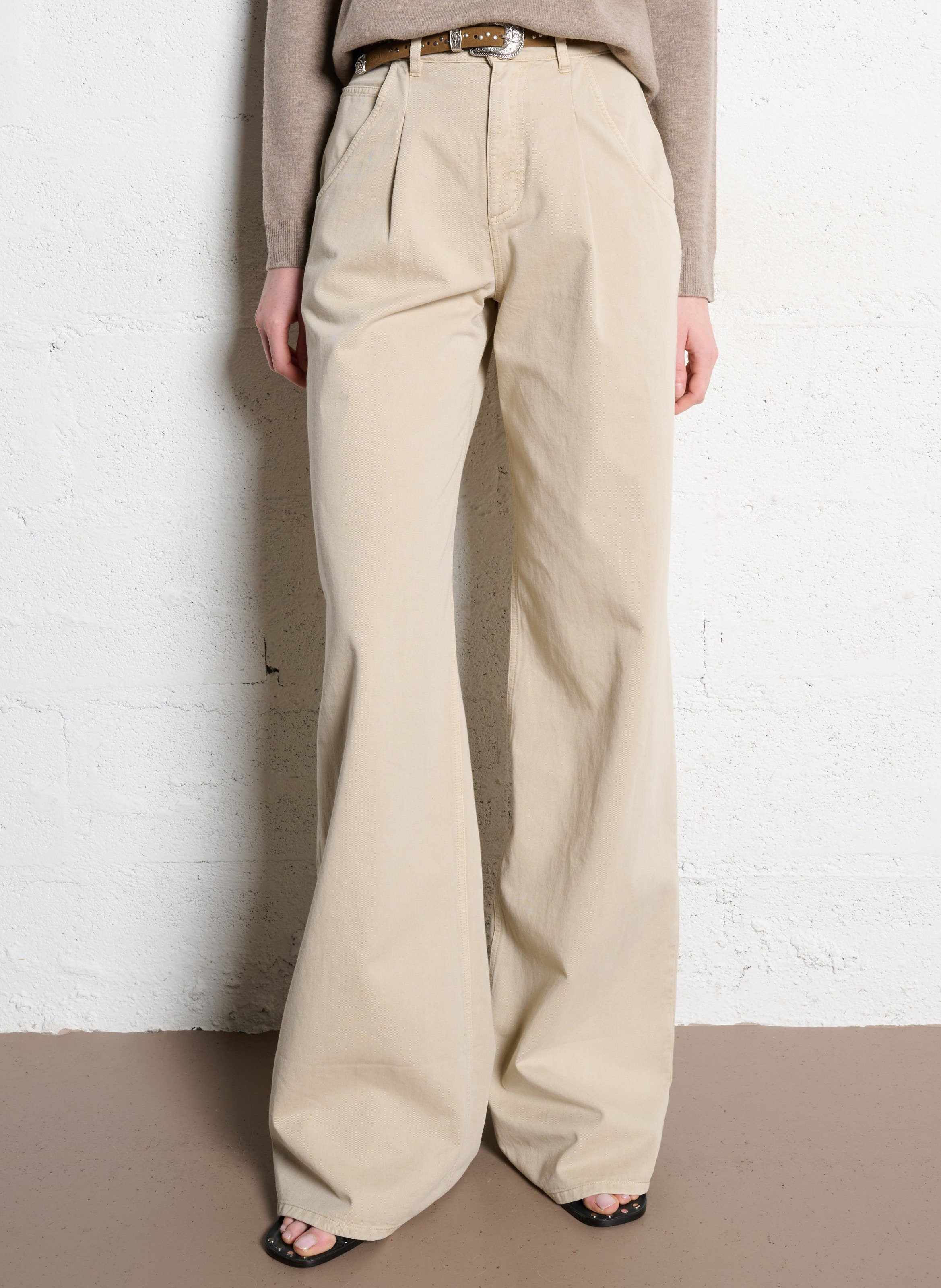 Pantalon large e, coton piper IKKS Beige