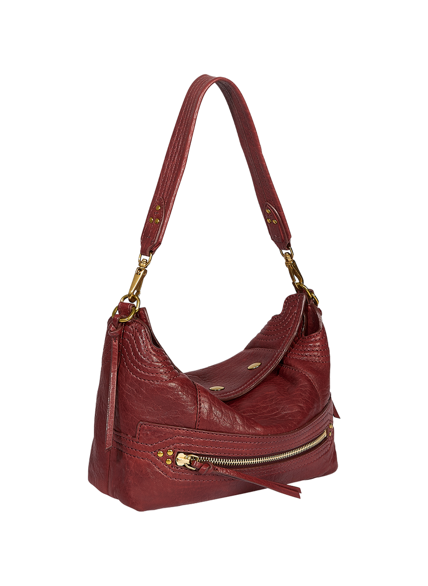 Sac Lucky Hobo Small en cuir d'agneau JÉRÔME DREYFUSS Rouge