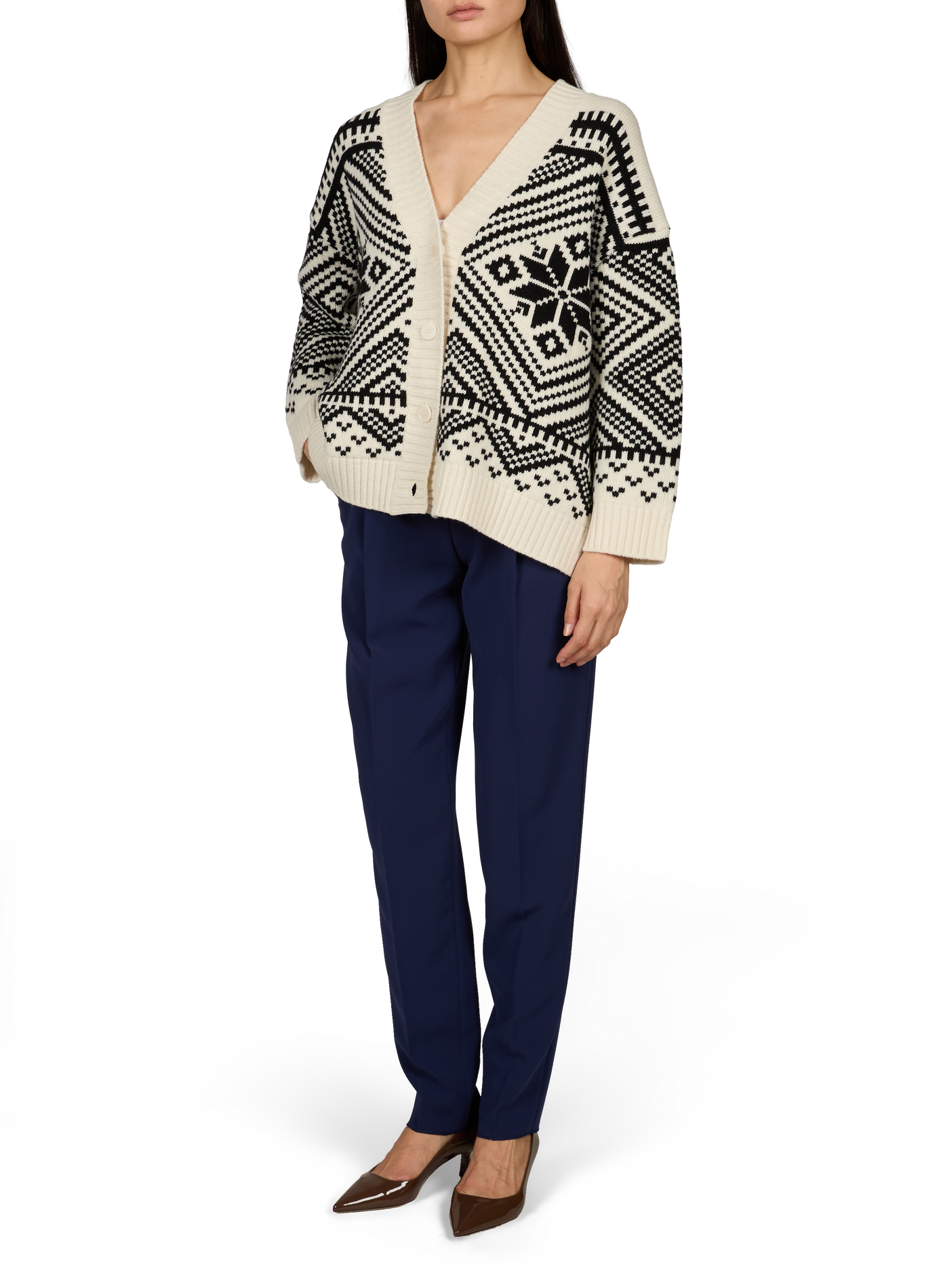Pantalon carotte uni à plis MAX MARA STUDIO Bleu