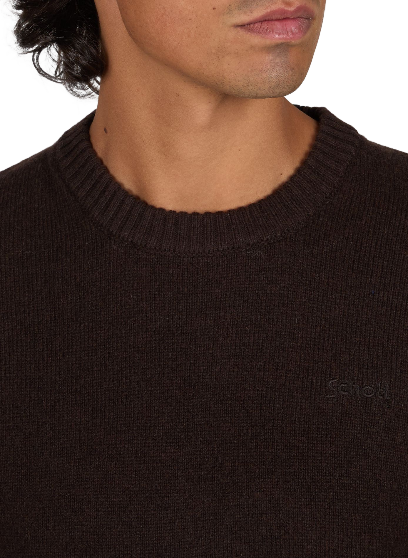 Rundhalsausschnitt-Pullover aus gemischter Wolle SCHOTT Braun