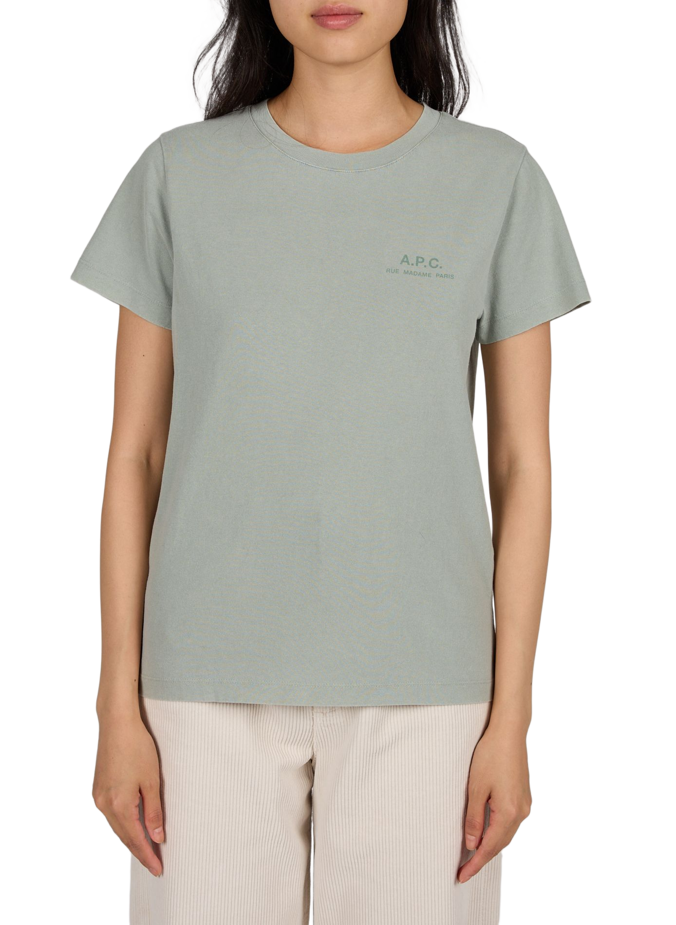 Straight logo cotton t-shirt A.P.C. Grey