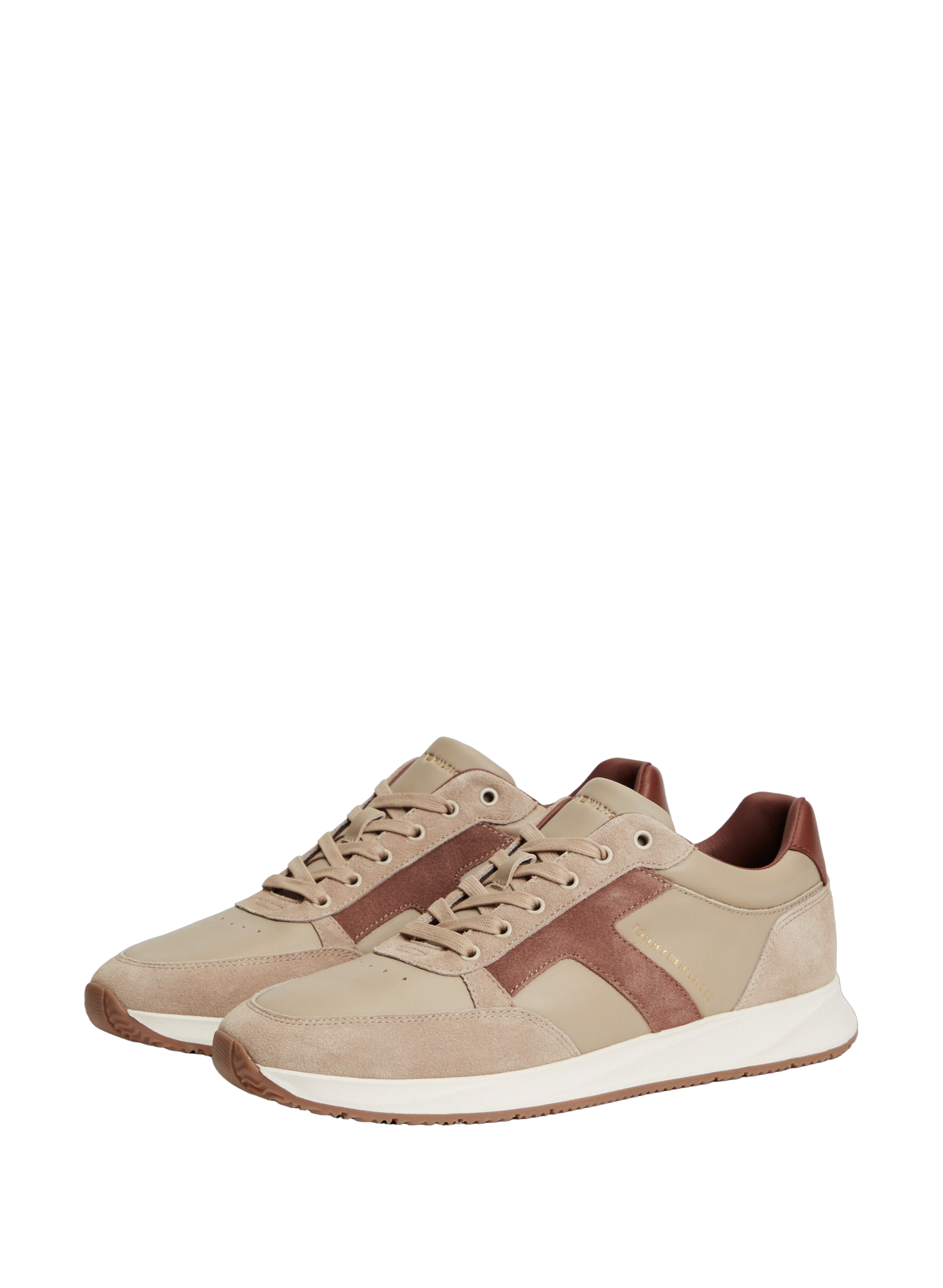 Leather lace-up sneakers TOMMY HILFIGER Beige