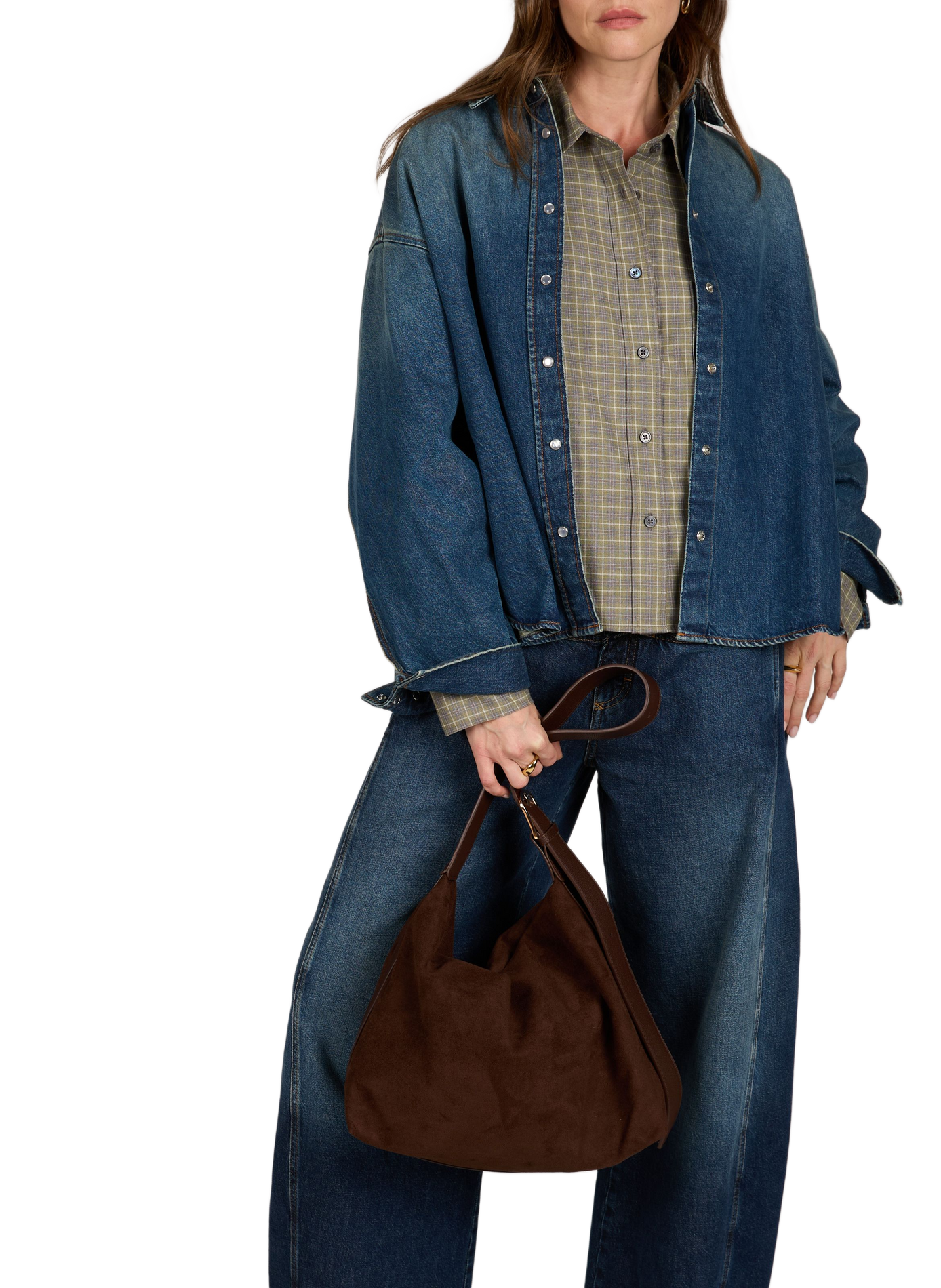 Zippered shoulder bag in suede effect AU PRINTEMPS PARIS Brown