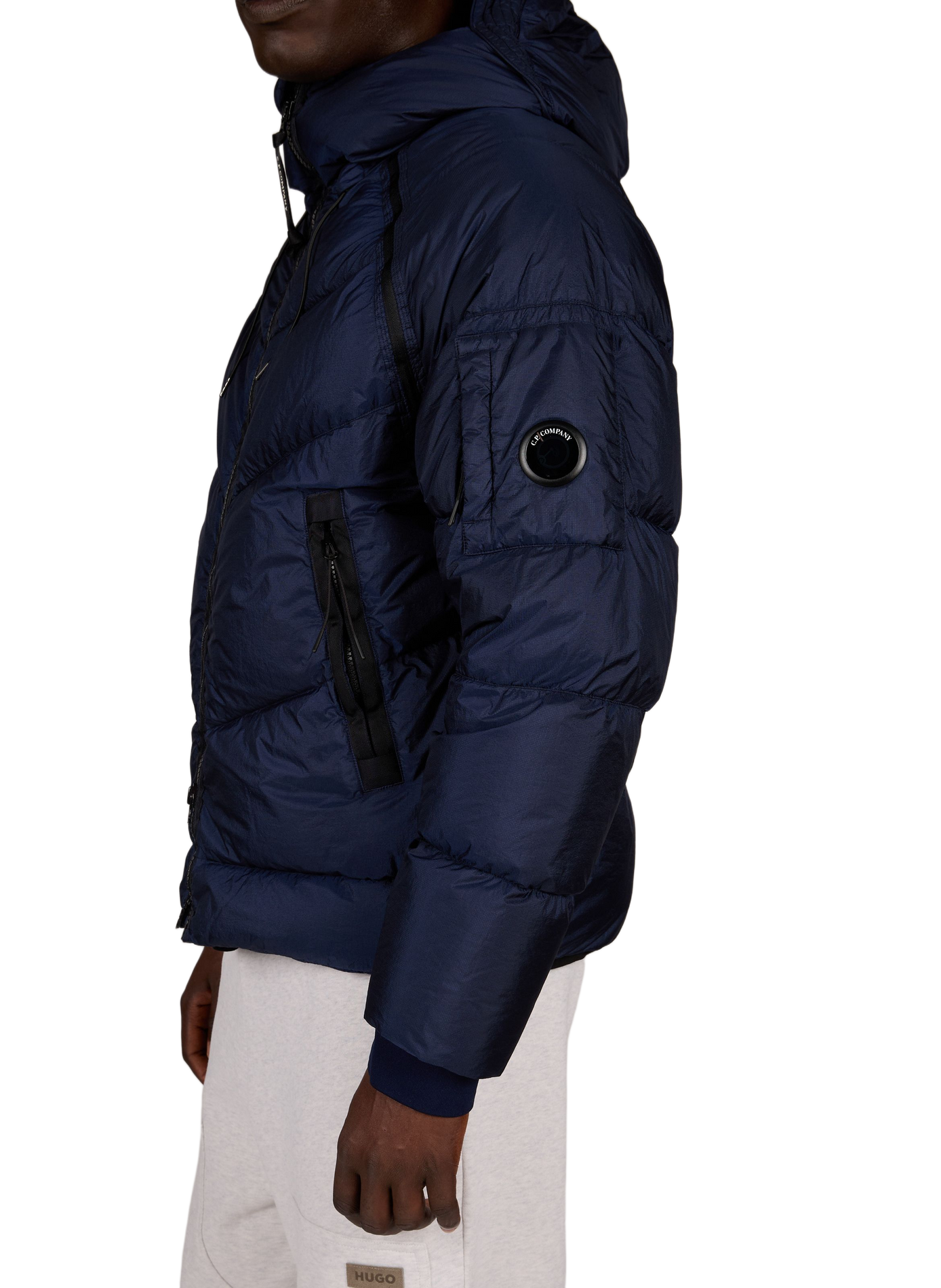 Quilted hooded Down jacket CP COMPANY Blue