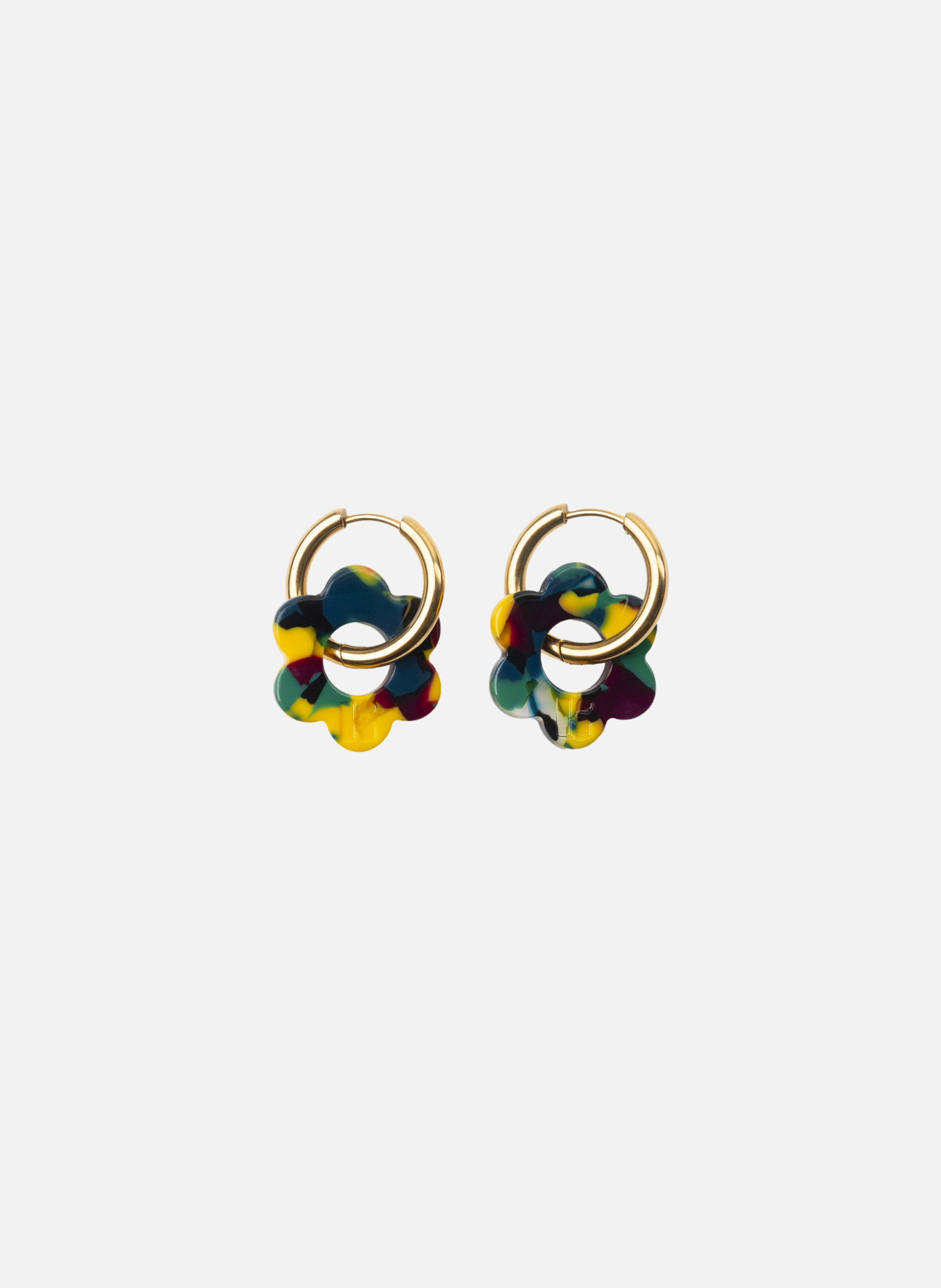 Boucles d'oreilles Baby Fleurette avec anneaux en acier inoxydable doré  Camo