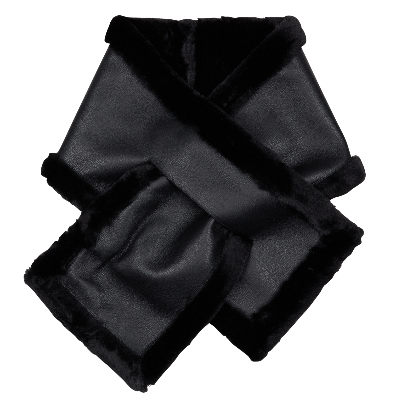 Gekruiste sjaal met bontlook LA FEE MARABOUTEE Zwart
