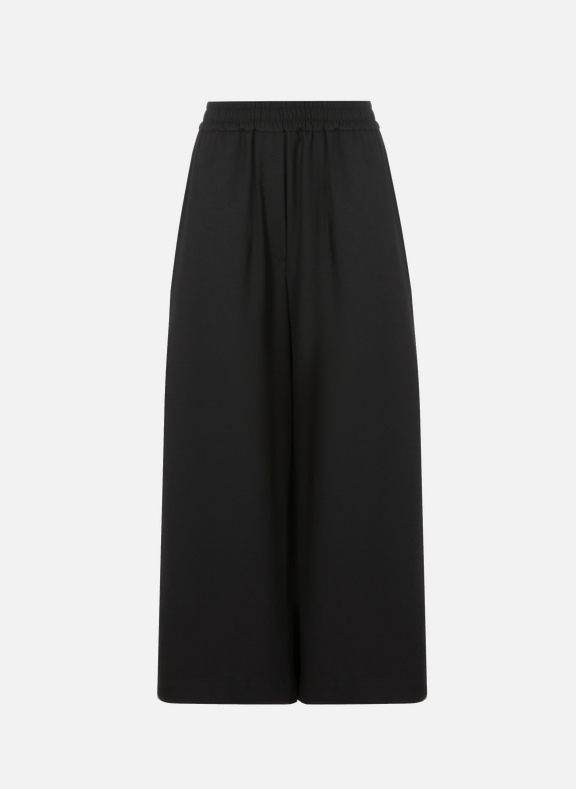 LOEWE Cropped wide-leg wool trousers Black