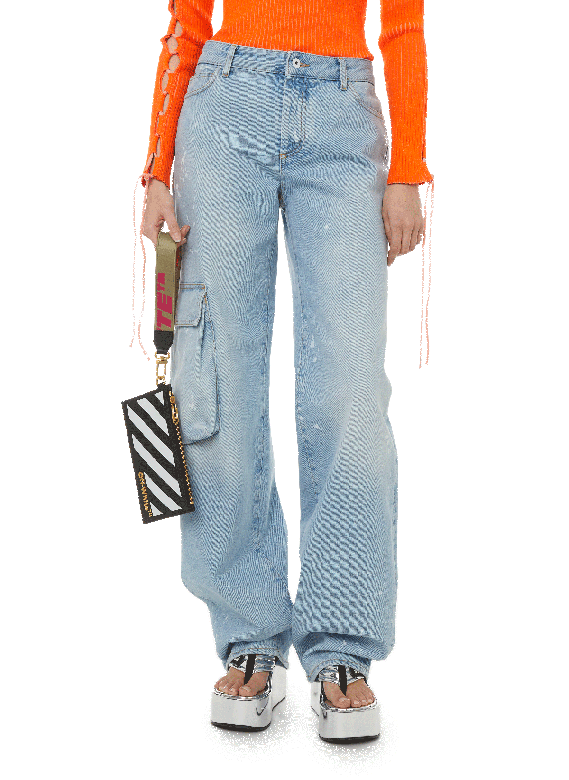 OFF-WHITE Wide cotton jeans Multicolour