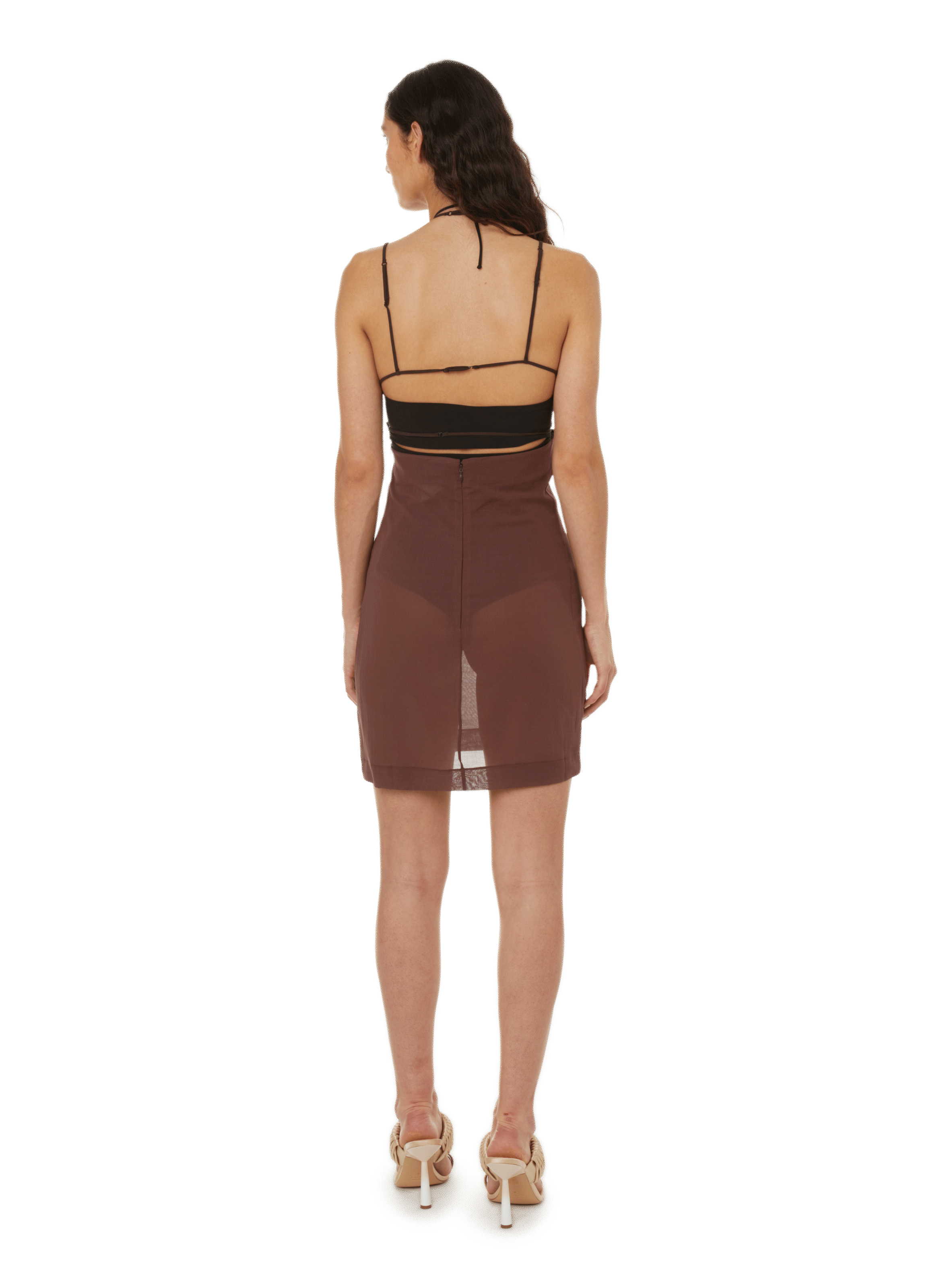 Robe courte transparente NENSI DOJAKA Marron