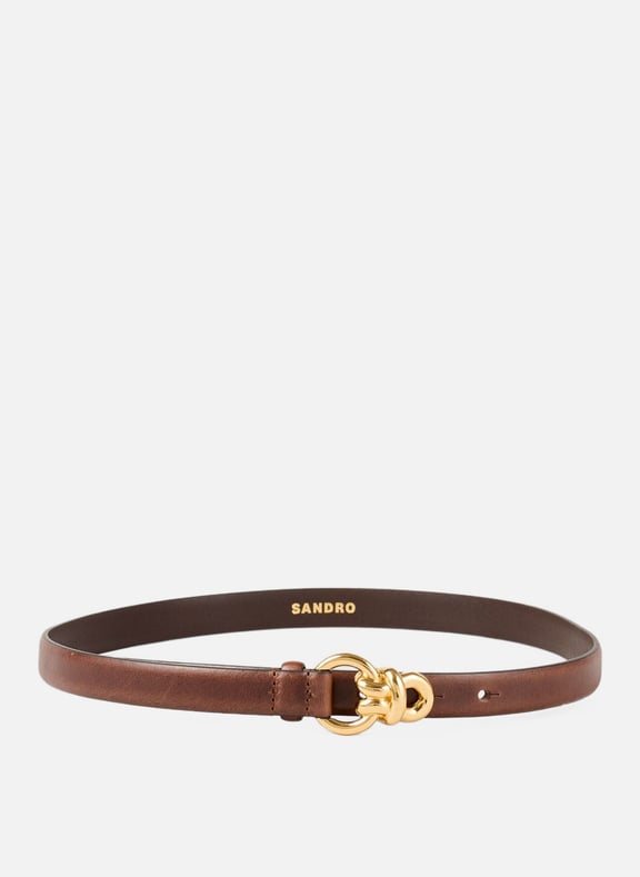 Ceinture fine à boucle en cuir Marron by SANDRO SANDRO Ceinture fine à boucle en cuir Marron
