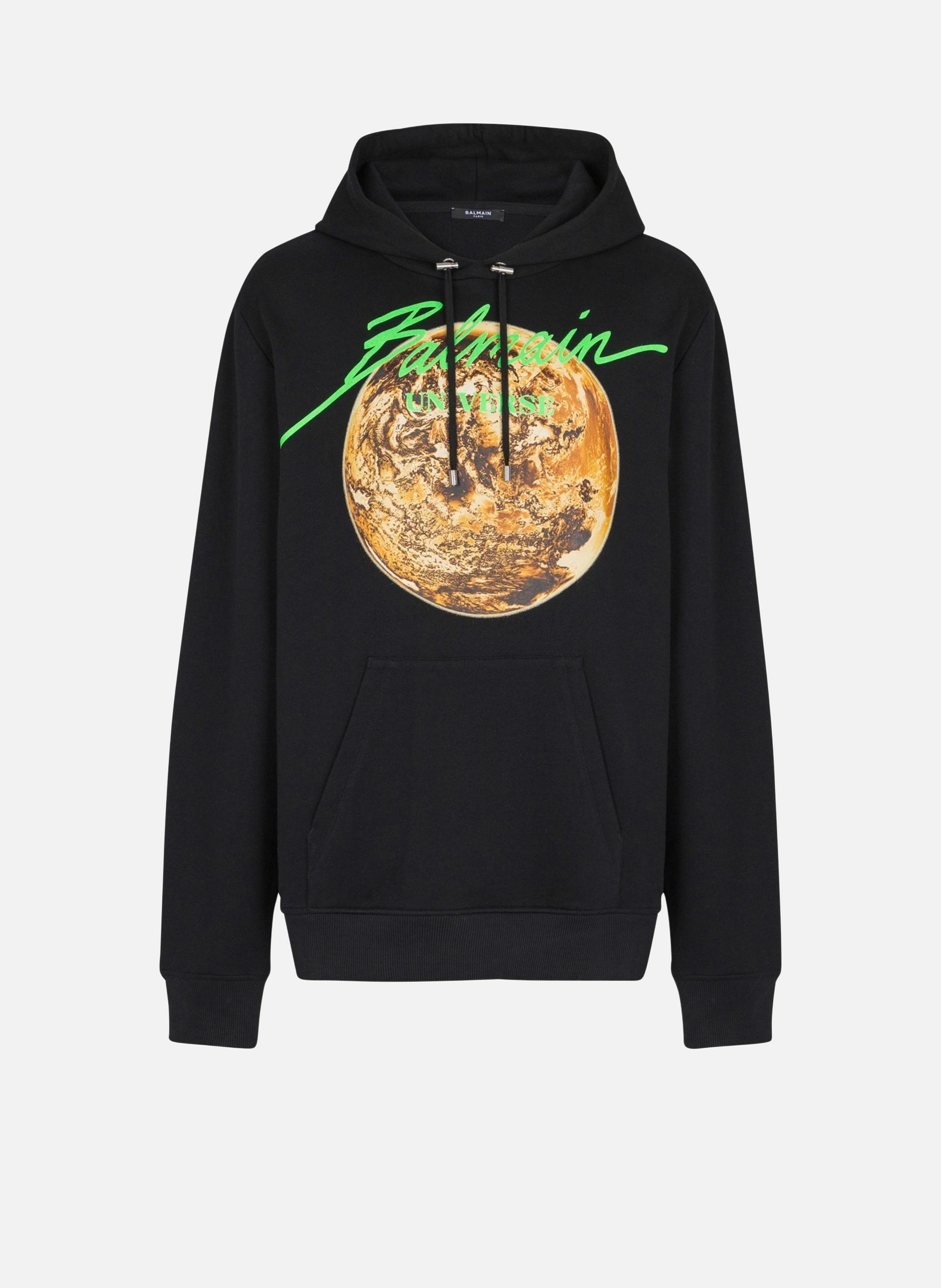 Hoodie imprimé balmain universe logo et planète BALMAIN Noir