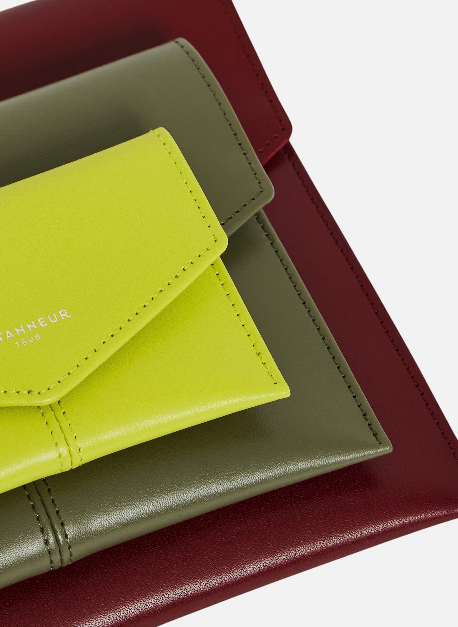 Trio de pochettes charlotte en cuir lisse LE TANNEUR Rouge