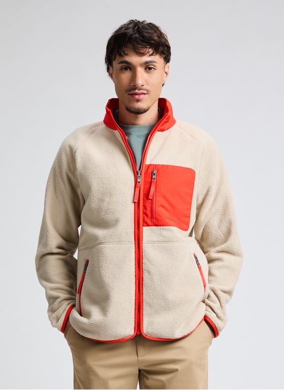 Sherpa fleece straight jacket Beige by AIGLE AIGLE Sherpa fleece straight jacket Beige
