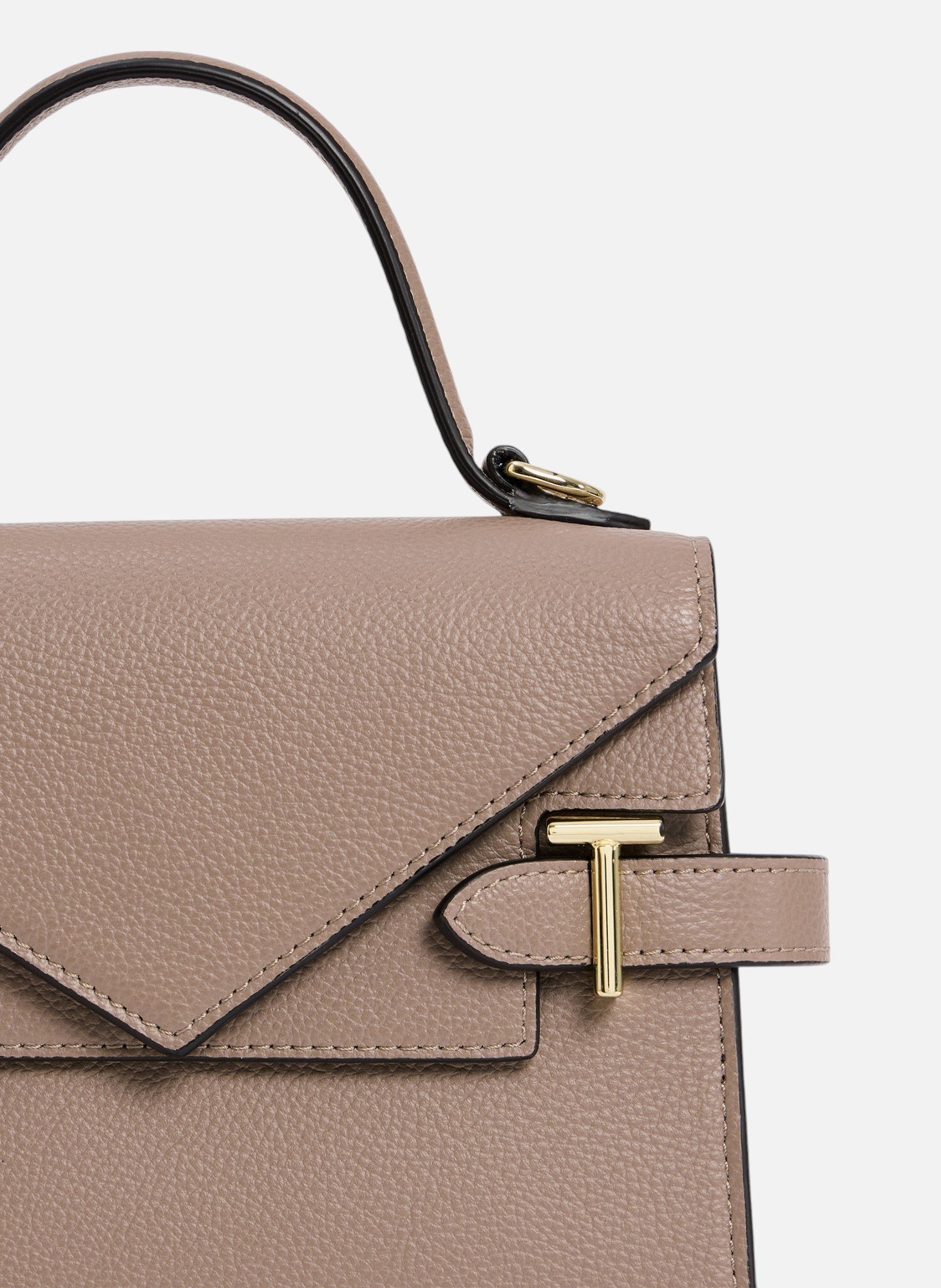 Petit sac à main double rabat emilie en cuir grainé LE TANNEUR Gris