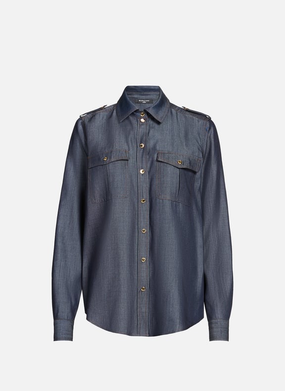 Chemise aspect jean Carla en lyocell Bleu by GUESS GUESS Chemise aspect jean Carla en lyocell Bleu