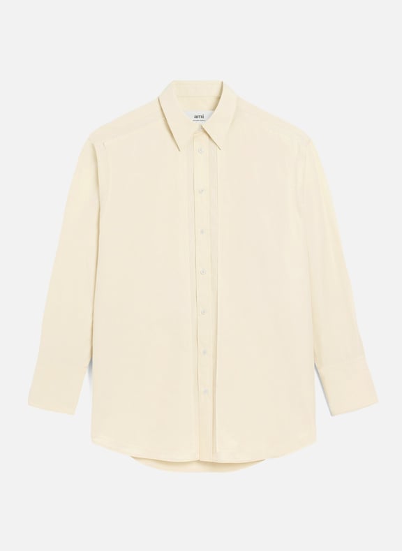 Chemise oversize bords francs en coton unisexe Blanc by AMI PARIS AMI PARIS Chemise oversize bords francs en coton unisexe Blanc