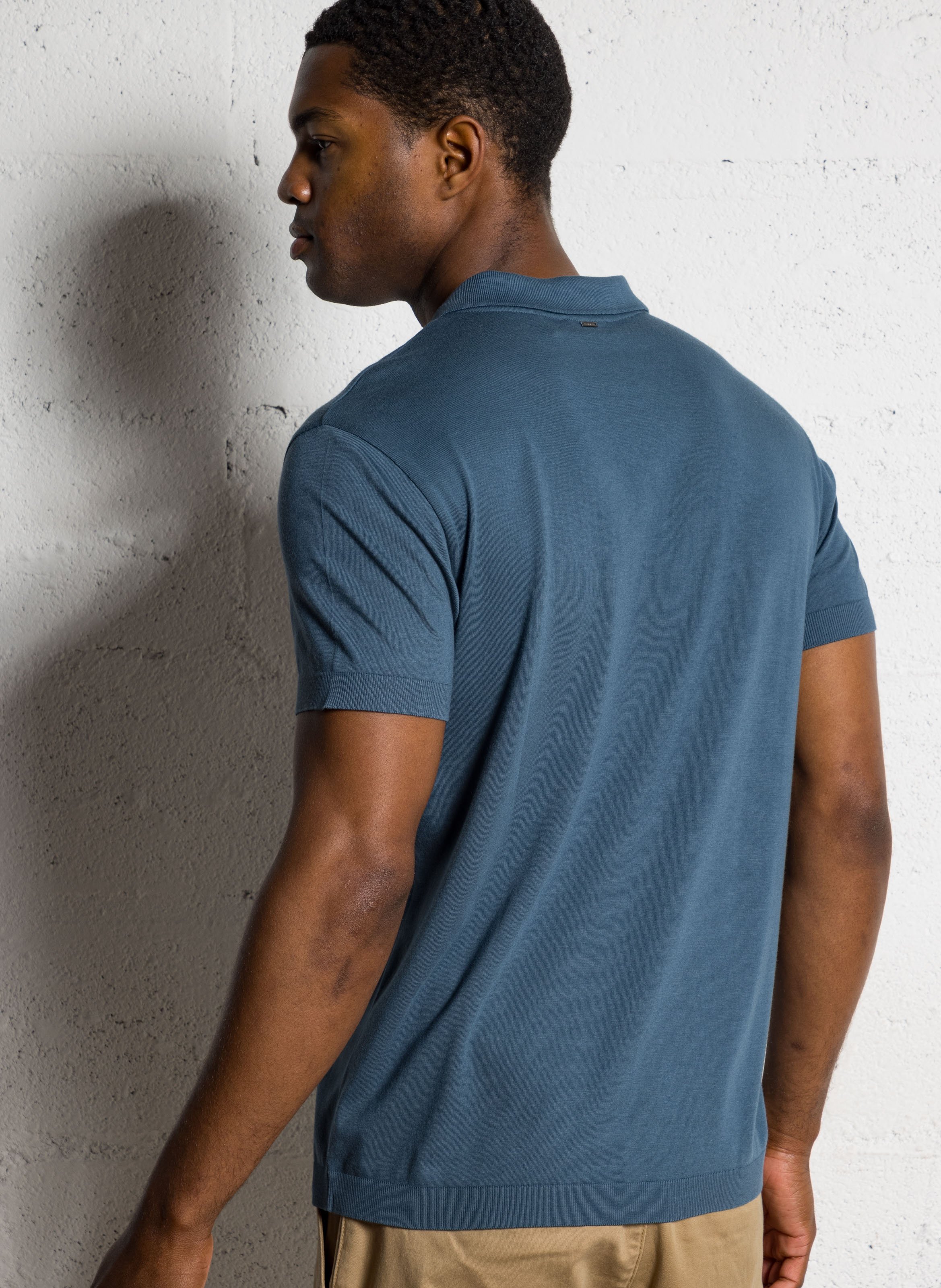 Polo manches courtes en maille unie IKKS Bleu