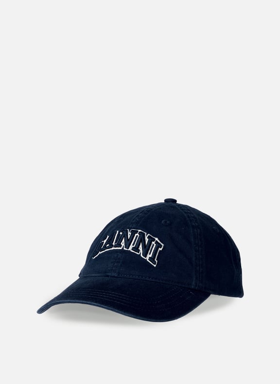 Logo-Embroidered Cotton Baseball Cap Blue by GANNI GANNI Logo-Embroidered Cotton Baseball Cap Blue