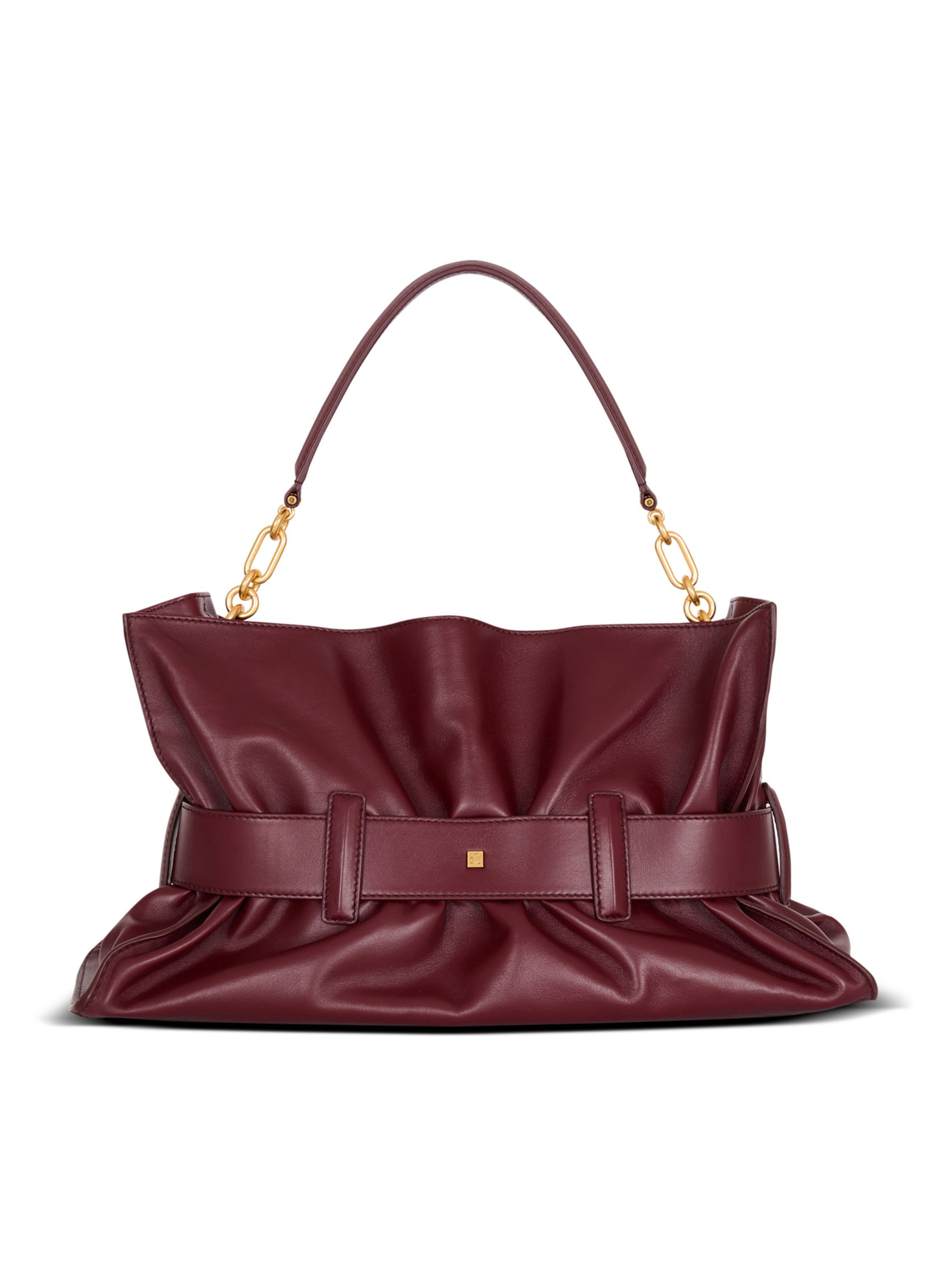 Sac anthem medium en cuir BALMAIN Marron