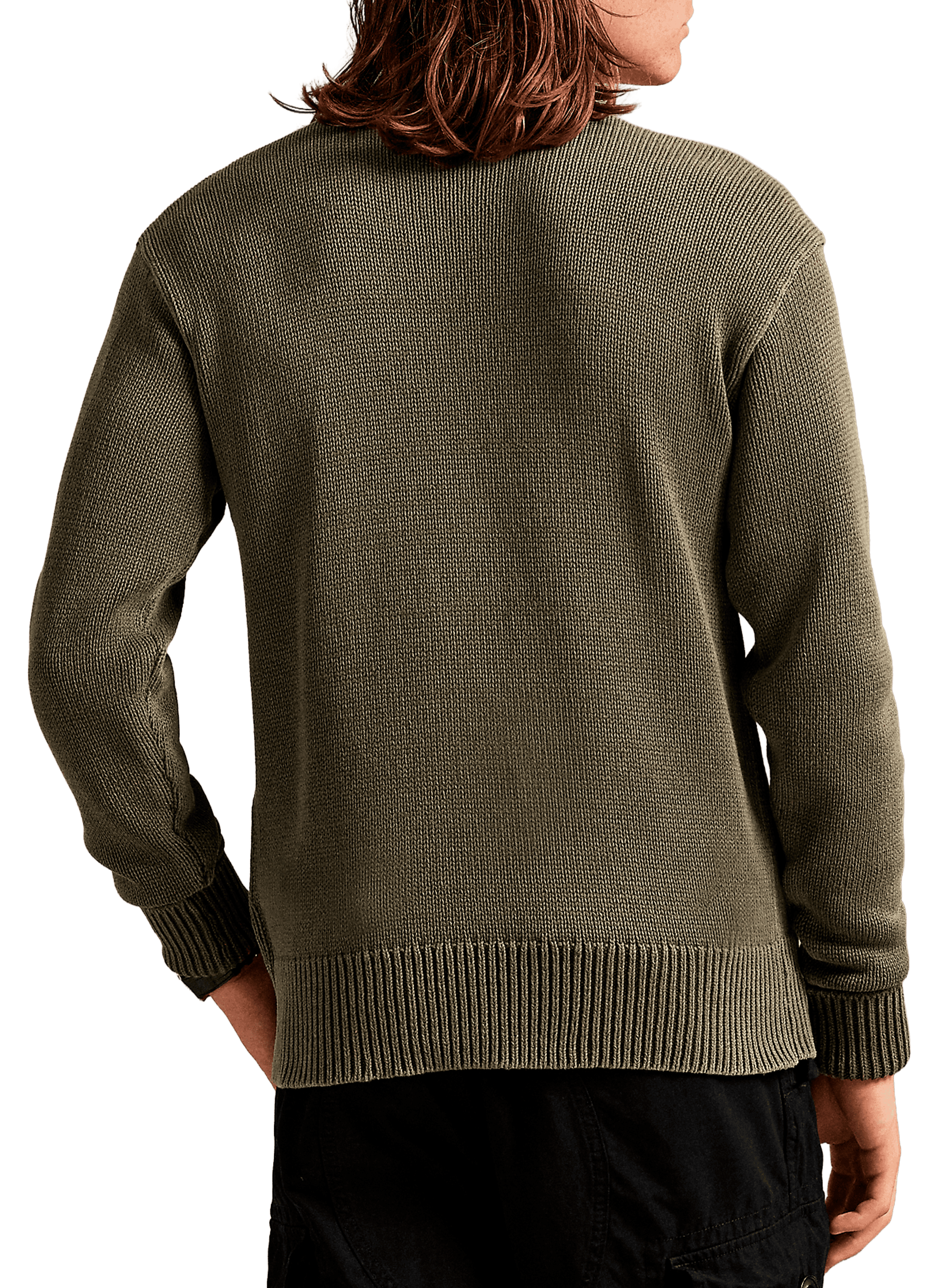 Pull col rond en coton POLO RALPH LAUREN Vert