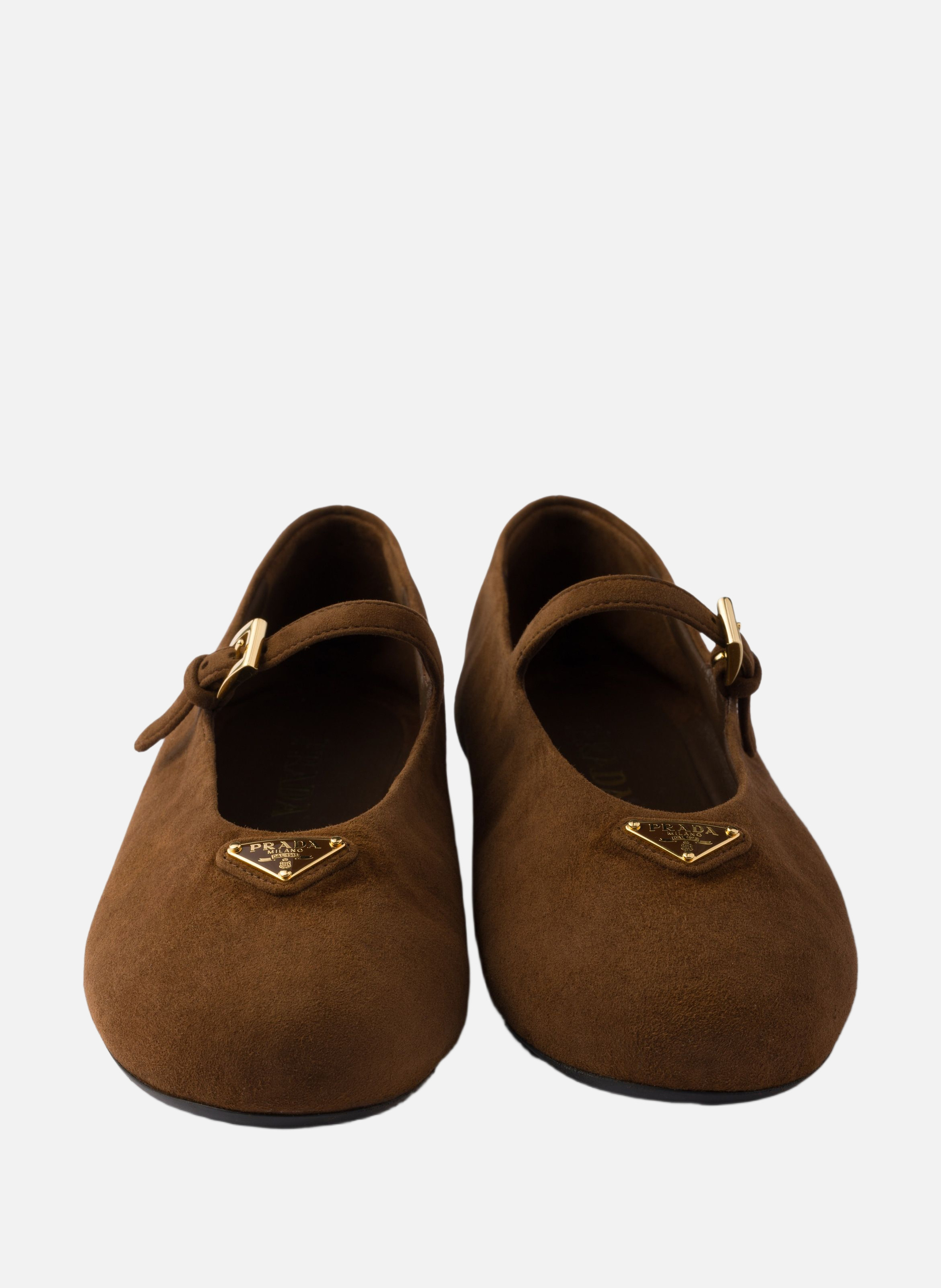 Ballerines en veau velours PRADA Marron
