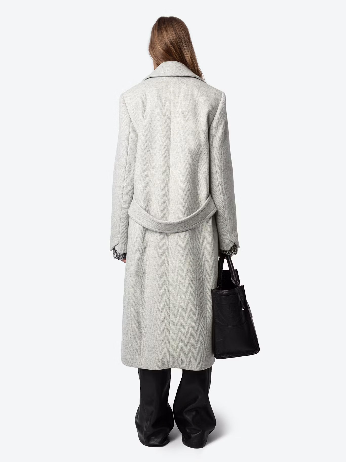 Manteau col tailleur droit en laine recyclée mélangée mulan ZADIG&VOLTAIRE Gris