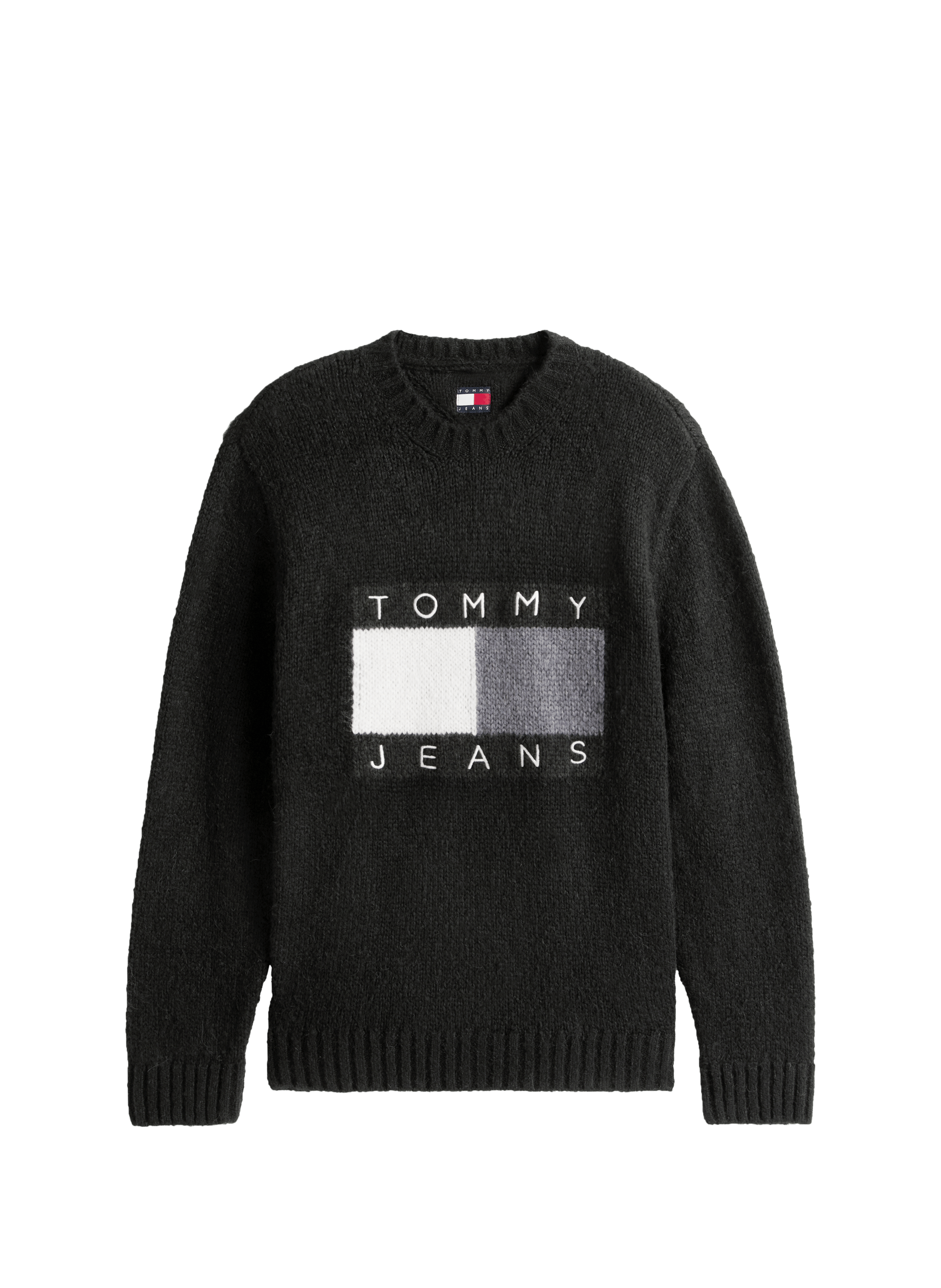 Round neck knitted sweater with logo TOMMY HILFIGER Black