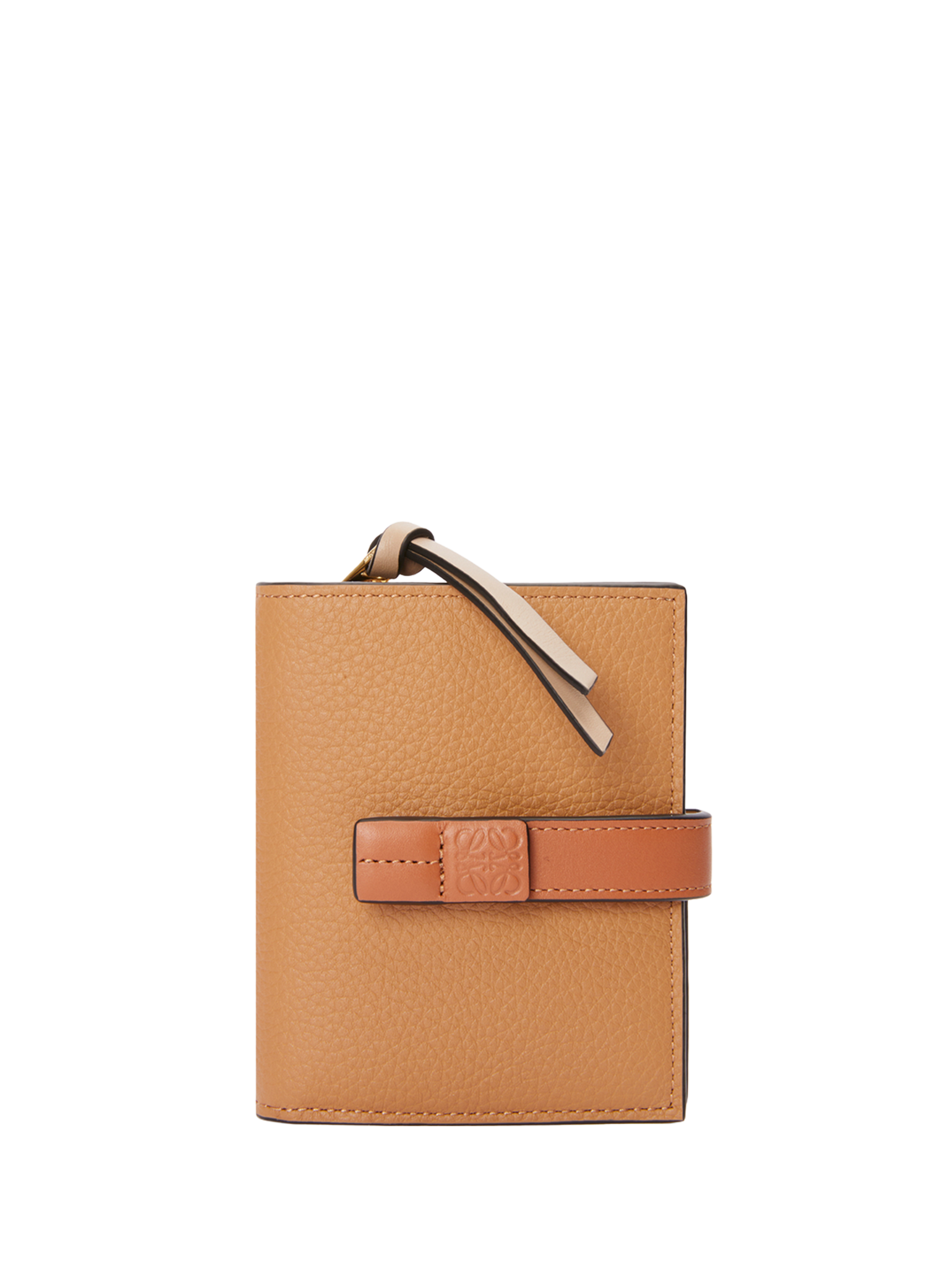 LOEWE Compact zip-around wallet in soft grained calfskin leather Brown