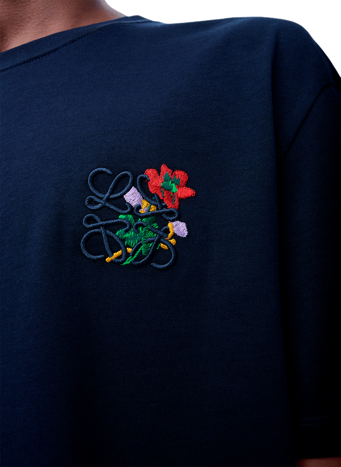 Casual embroidered cotton t-shirt LOEWE Blue