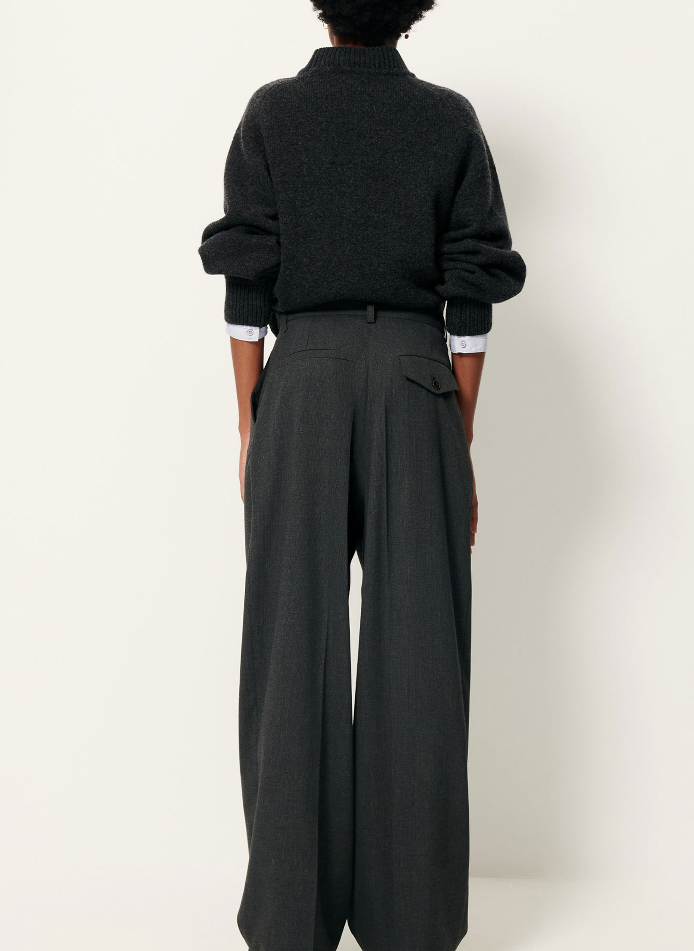 Pantalon droit en laine mélangée rayé emilio SESSUN Gris