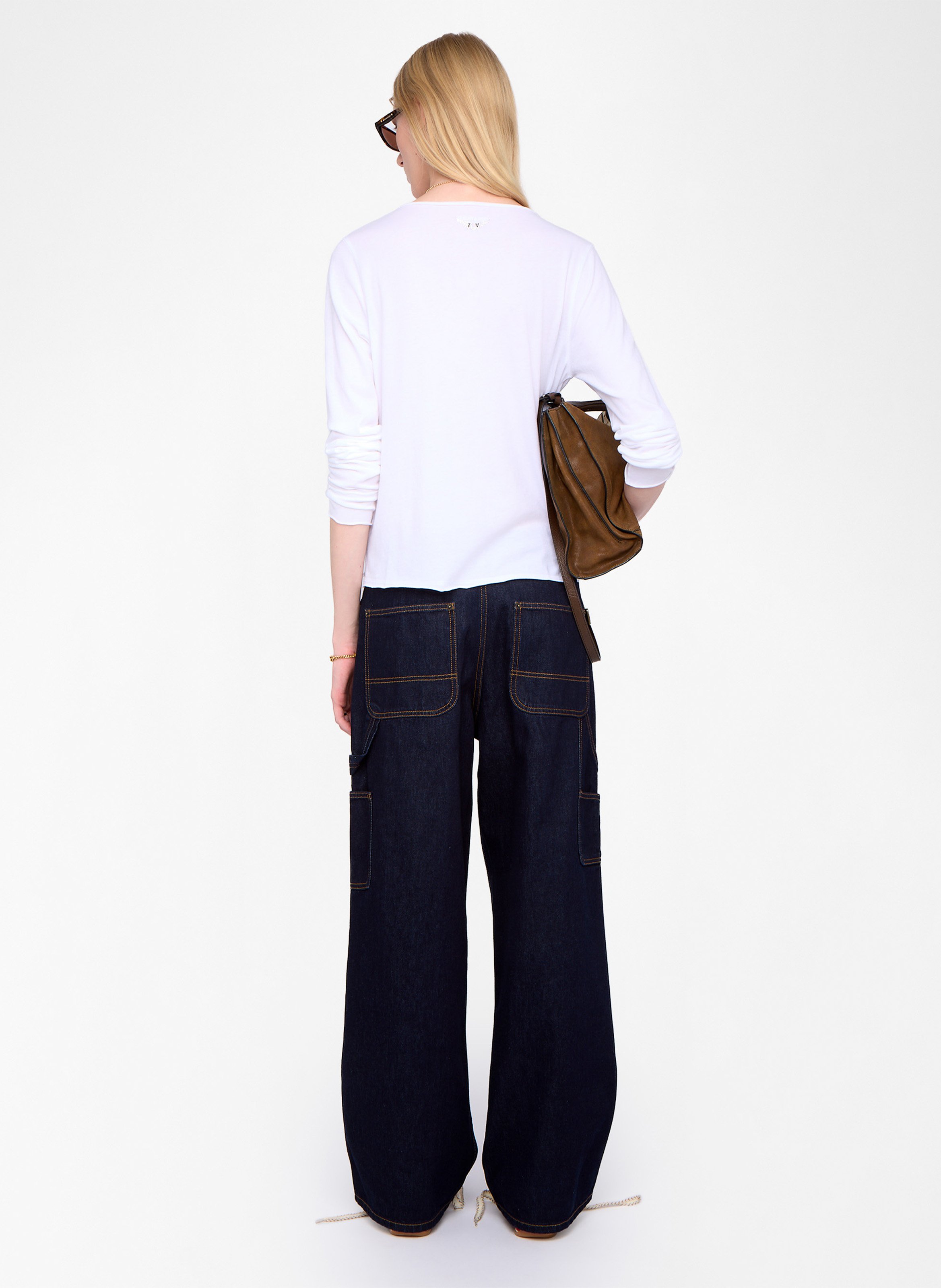 Tee-shirt col v en coton tuni ZADIG&VOLTAIRE Blanc