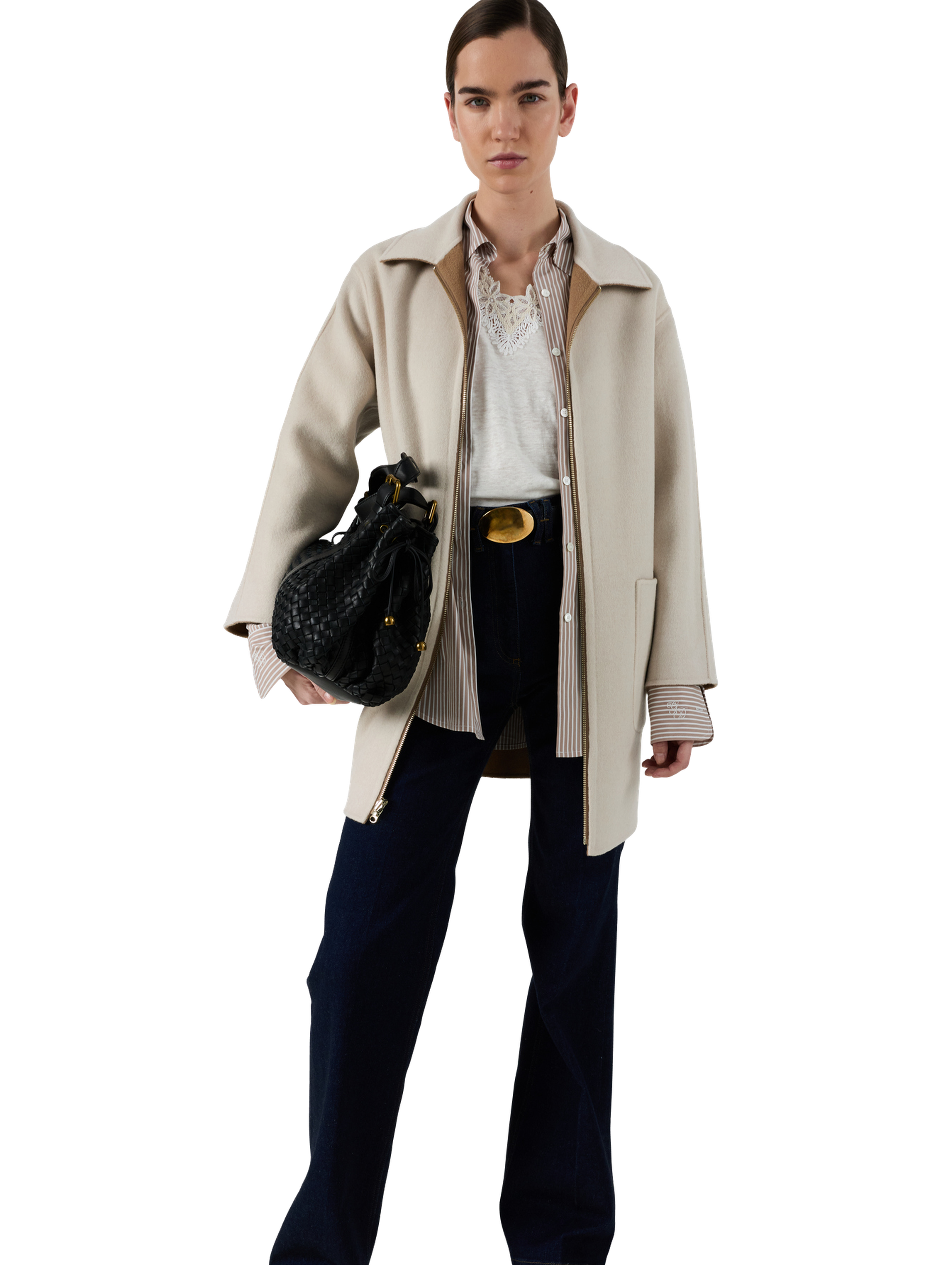 Manteau réversible en laine fine à col - prisca GERARD DAREL Beige