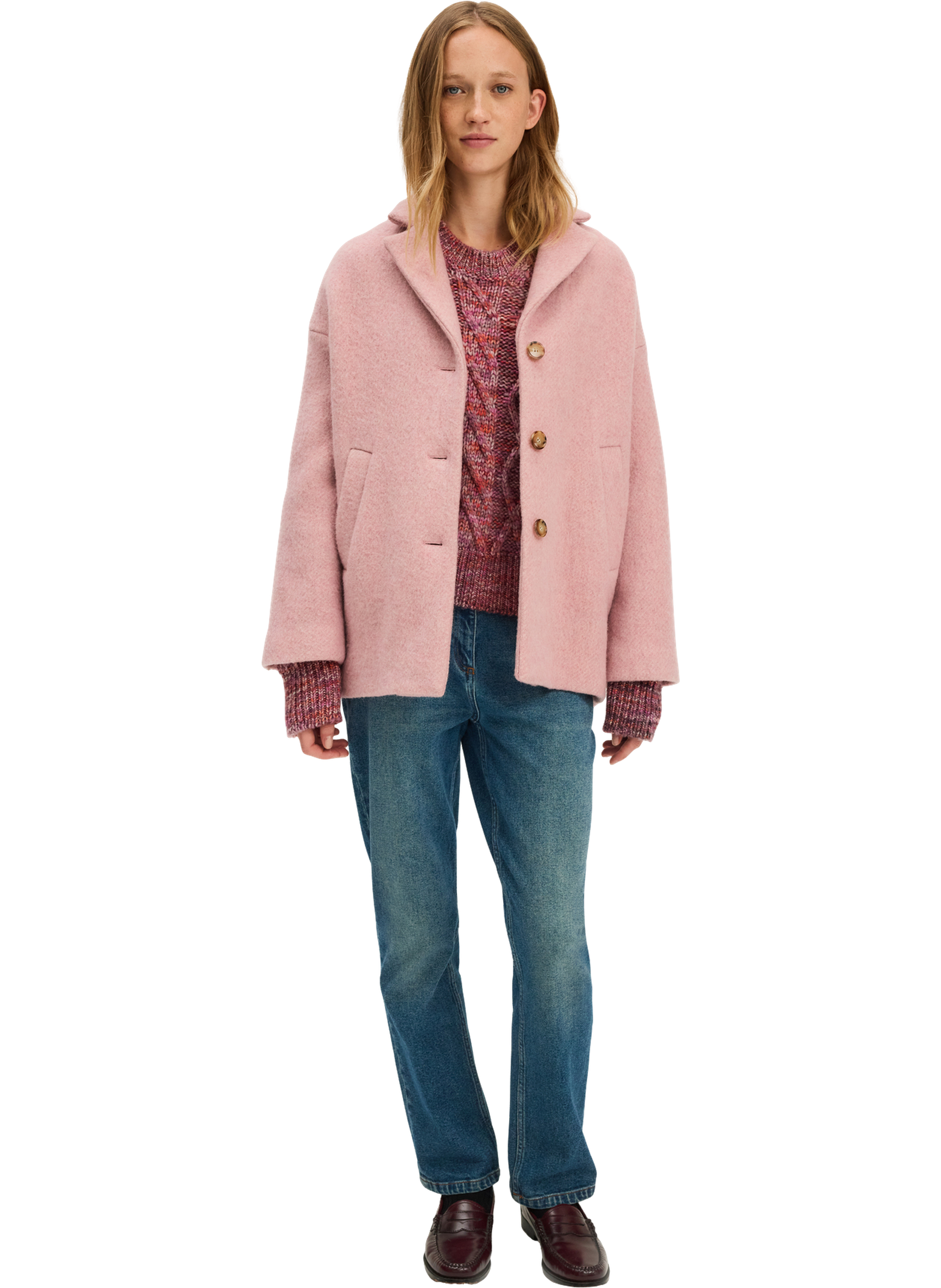 Manteau court en laine -  maude PABLO Rose