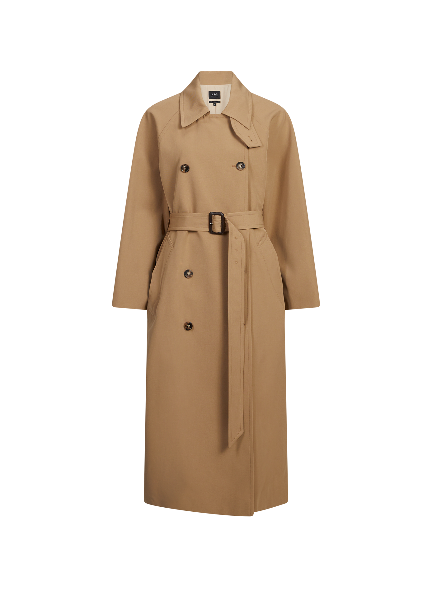 Trench uni en laine et coton mélangés A.P.C. Beige