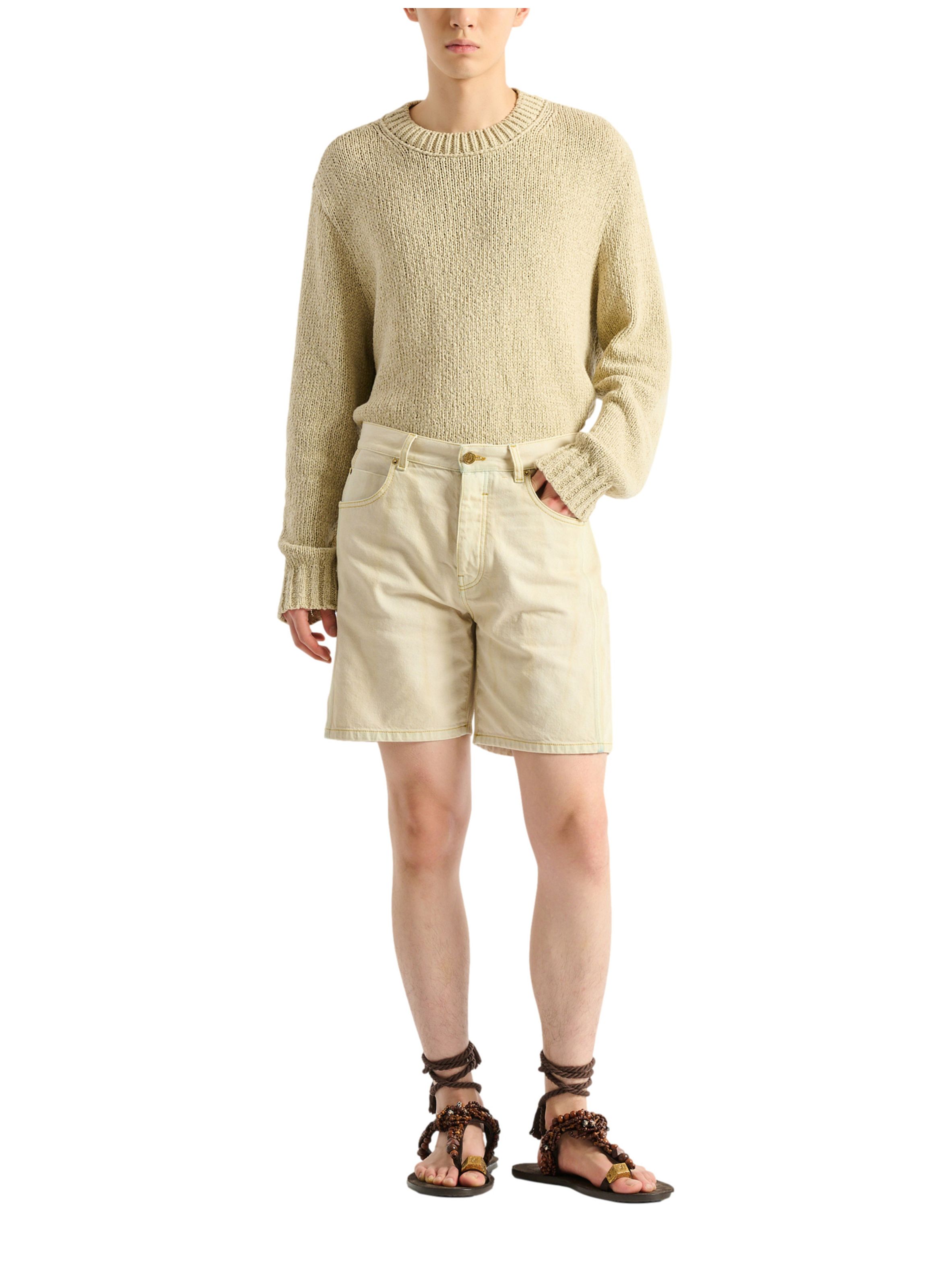 Bermuda en denim délavé BALMAIN Beige