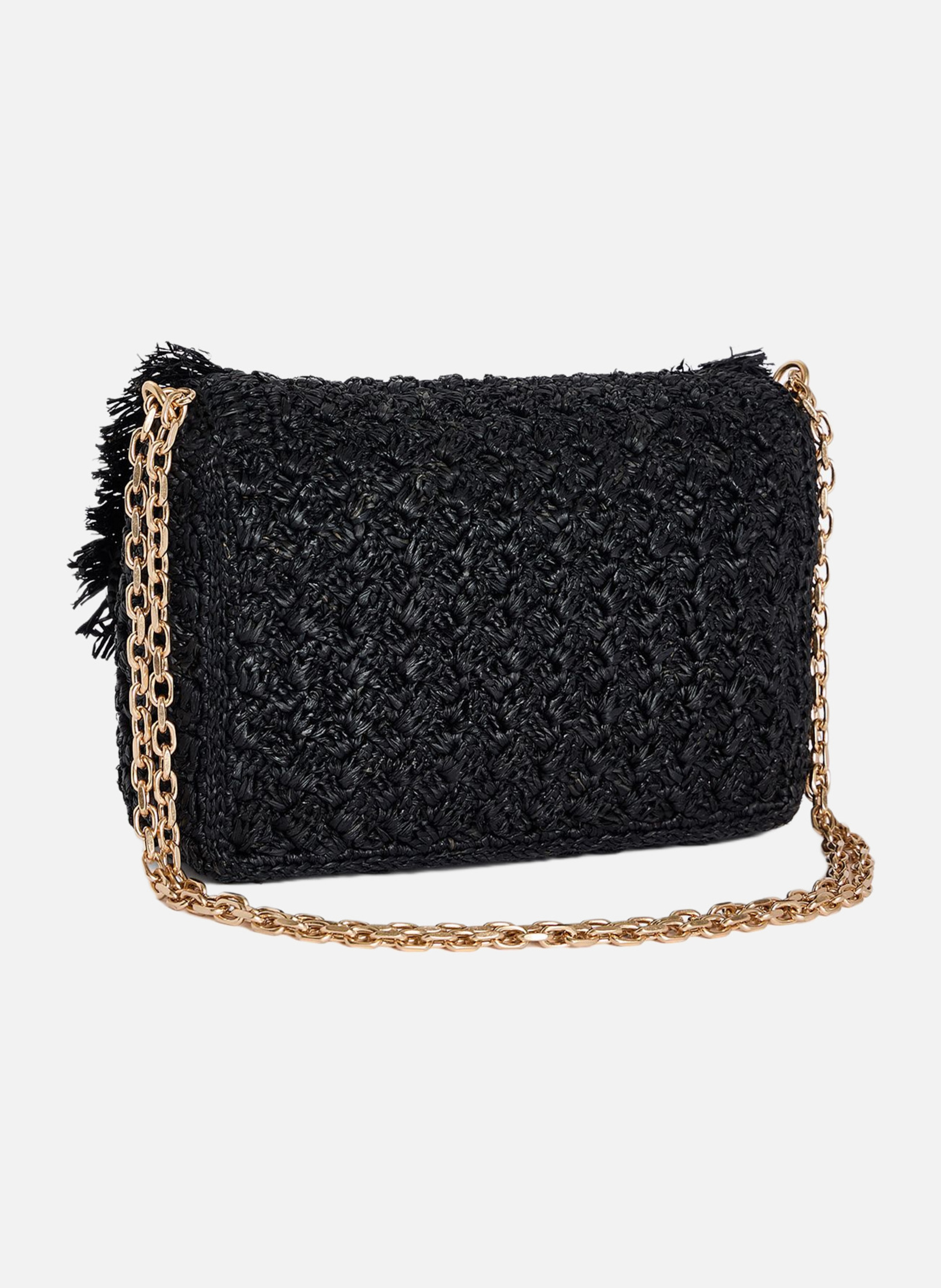 Moyen sac moon en raphia VANESSA BRUNO Noir