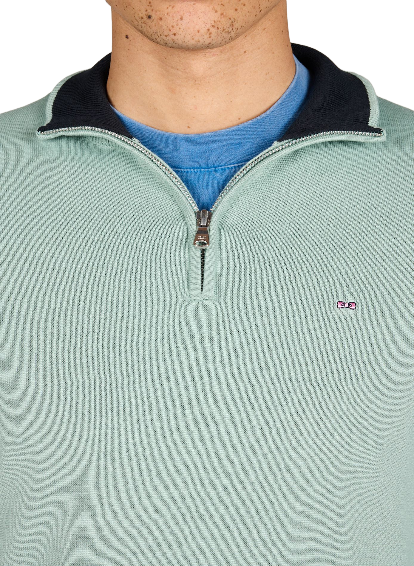 Pull droit col montant en coton EDEN PARK Bleu