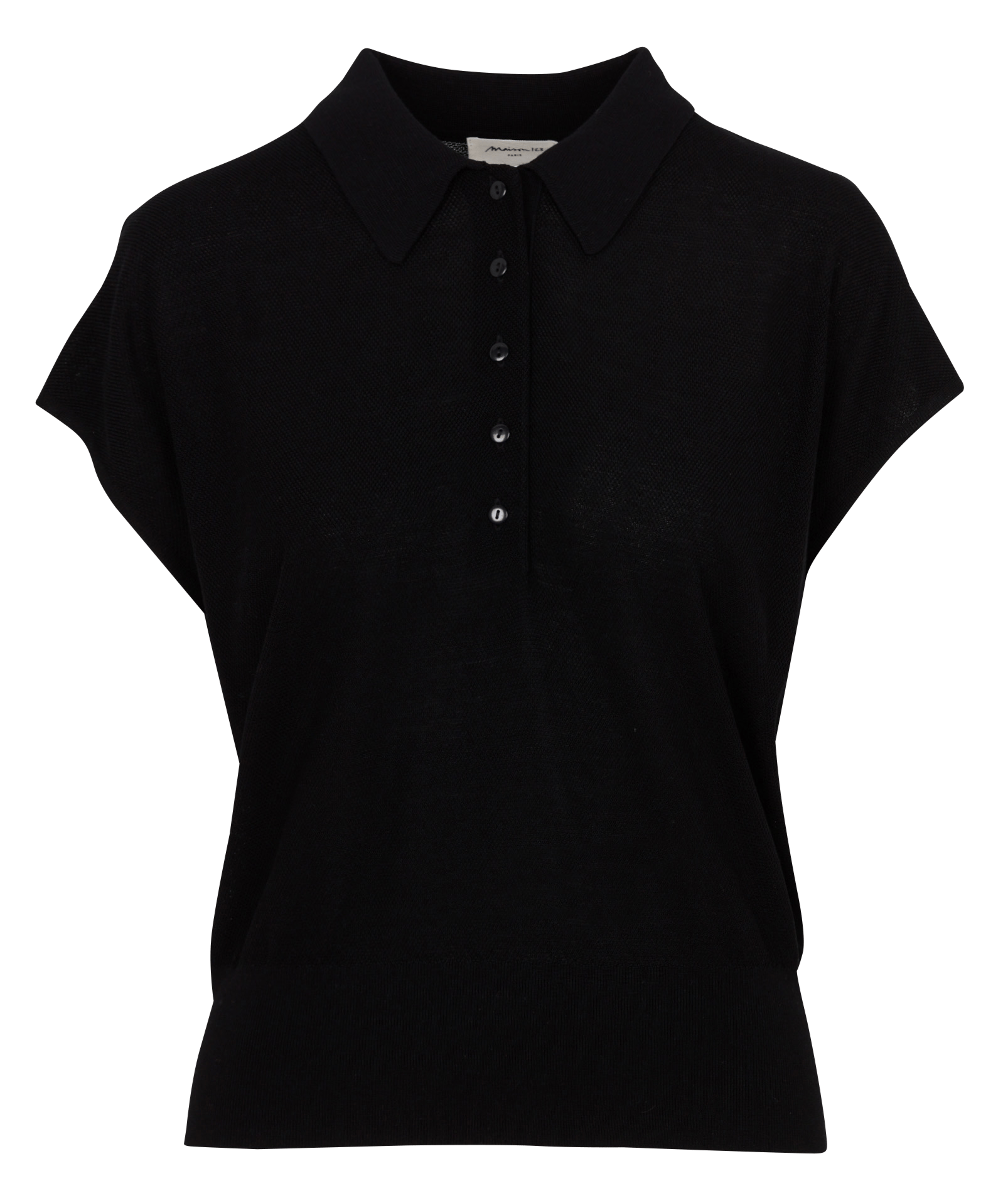 Top col polo en maille paige MAISON 123 Noir