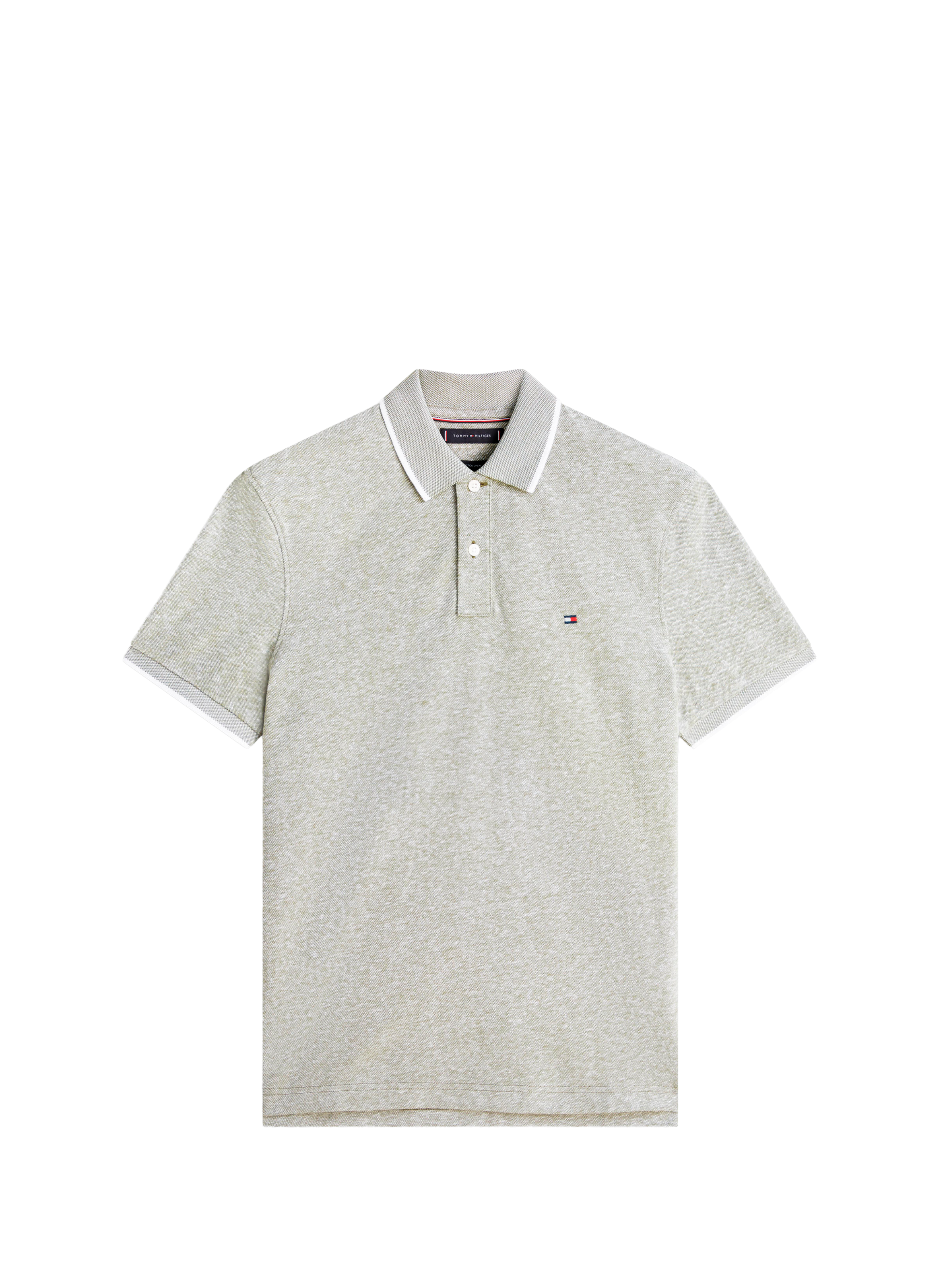Cotton and linen polo shirt TOMMY HILFIGER Green