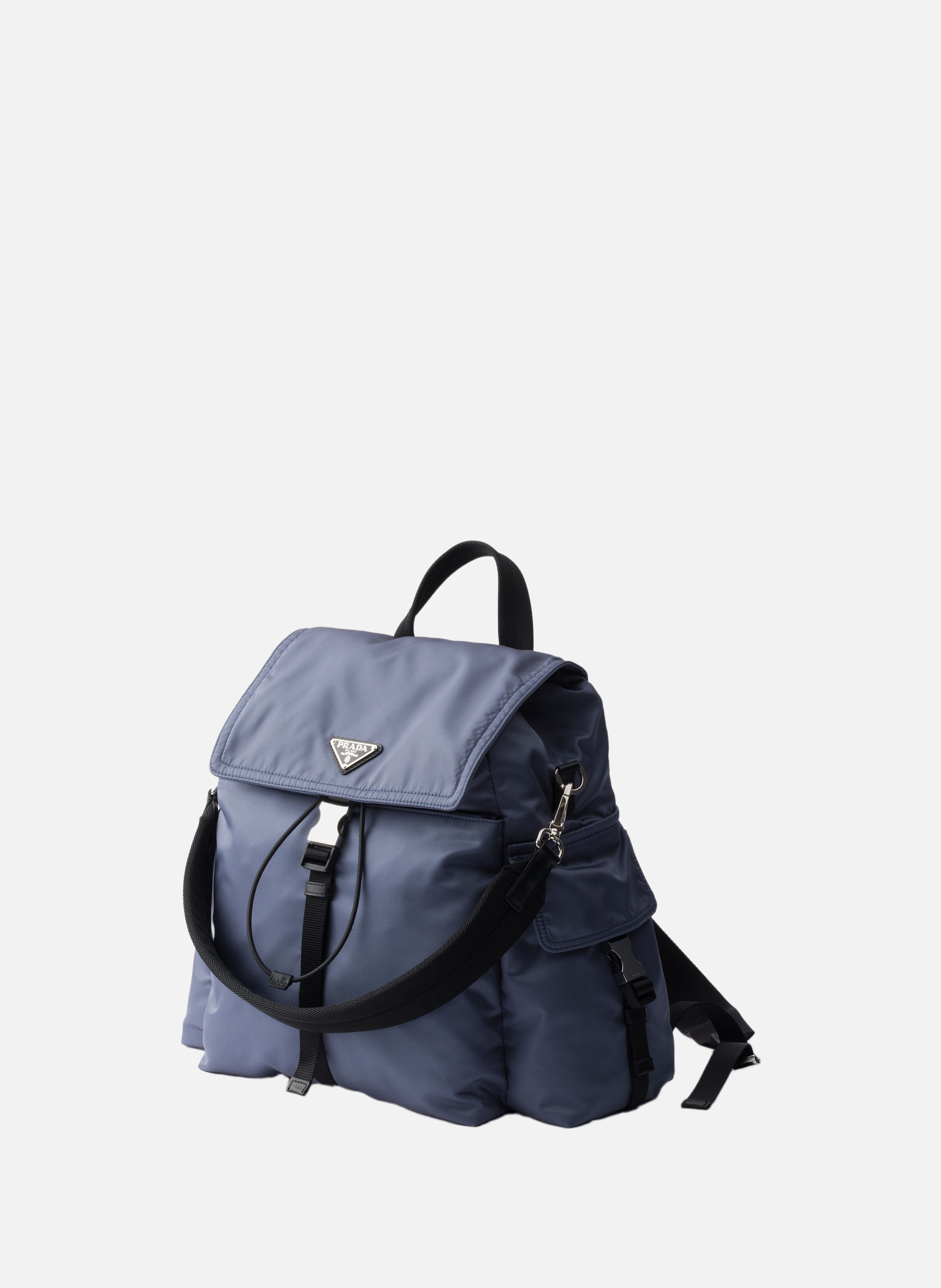 Sac à dos prada explore en re-nylon et cuir PRADA Bleu