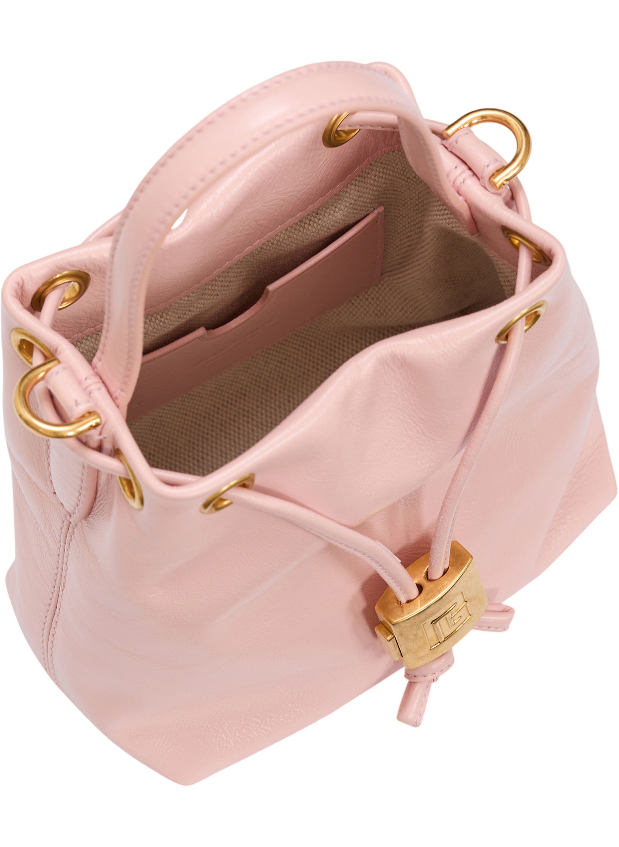 Sac pulse bucket en cuir lisse BALMAIN Rose