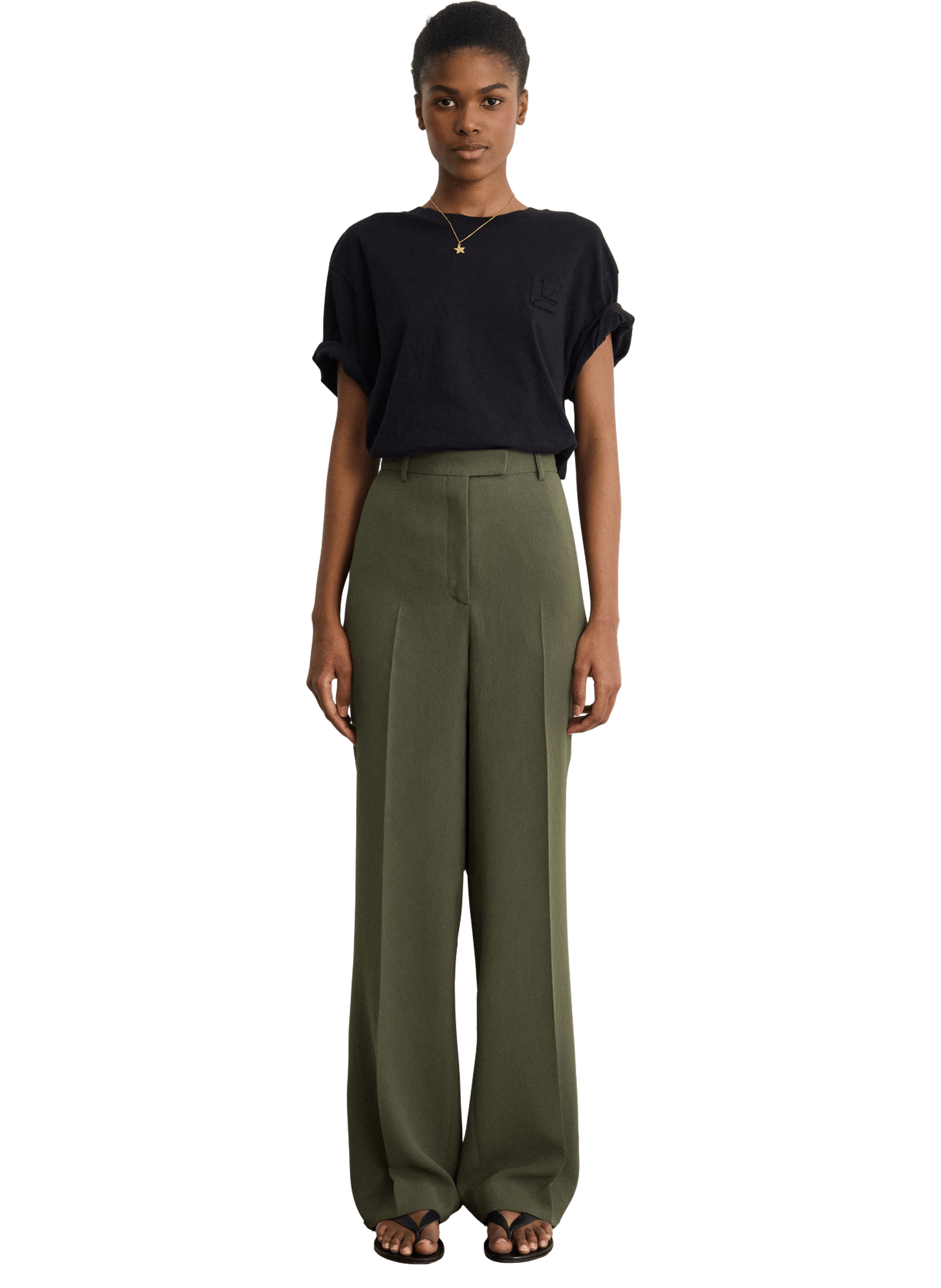 Pantalon droit fluide de tailleur - bettyna Vert