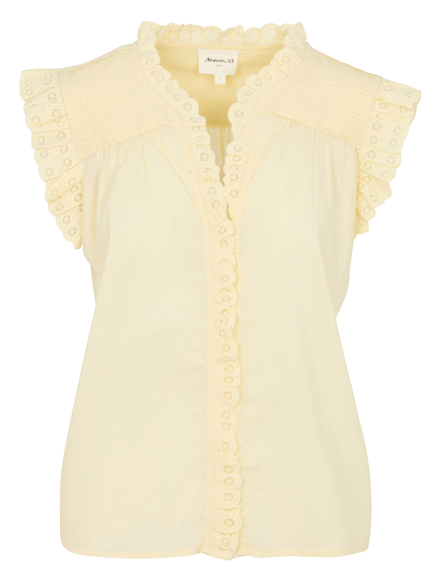 Top sans manches uni brodé demetrio MAISON 123 Jaune