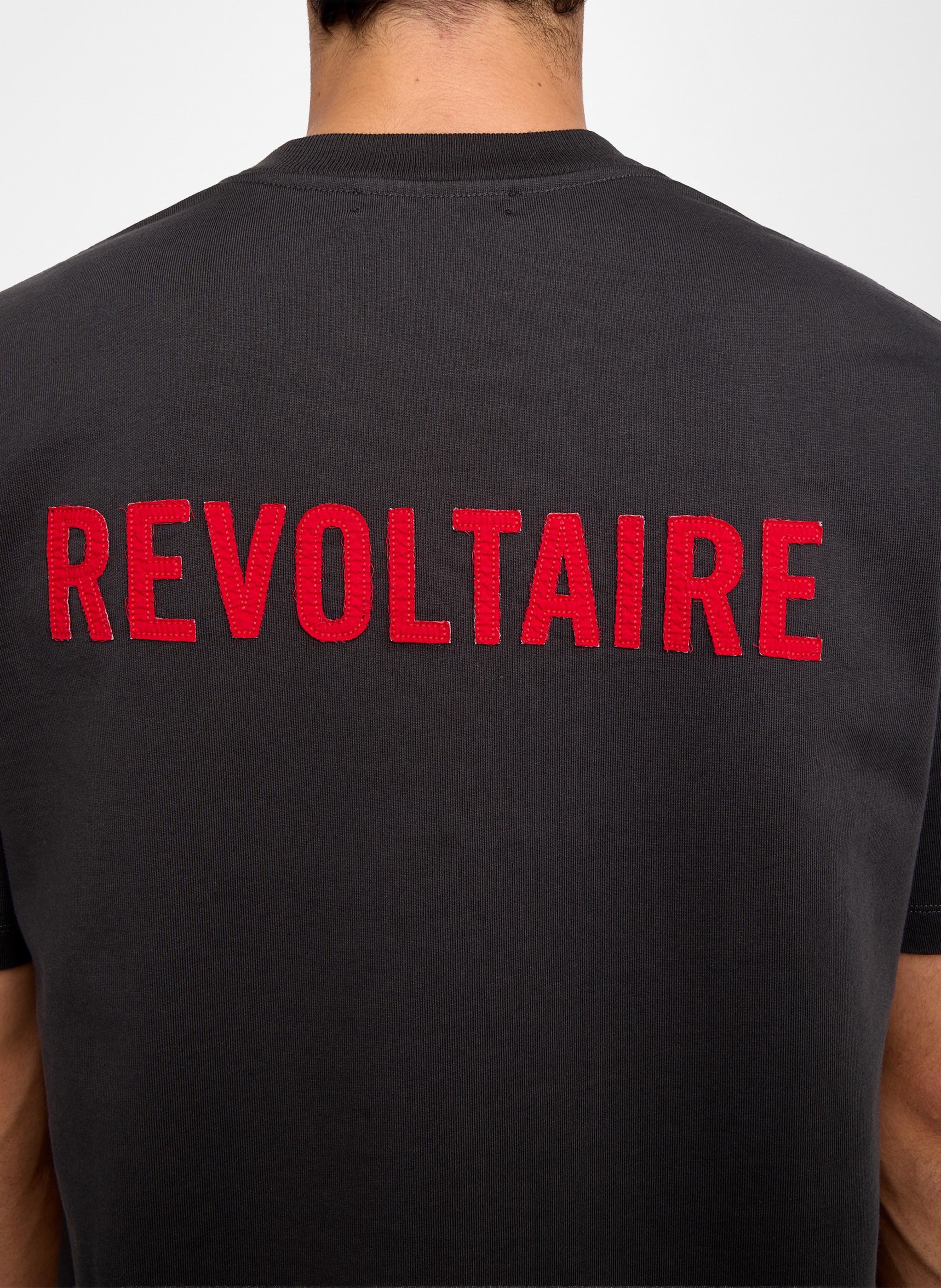 Tee-shirt droit col rond en coton imprimé teddyx ZADIG&VOLTAIRE Gris