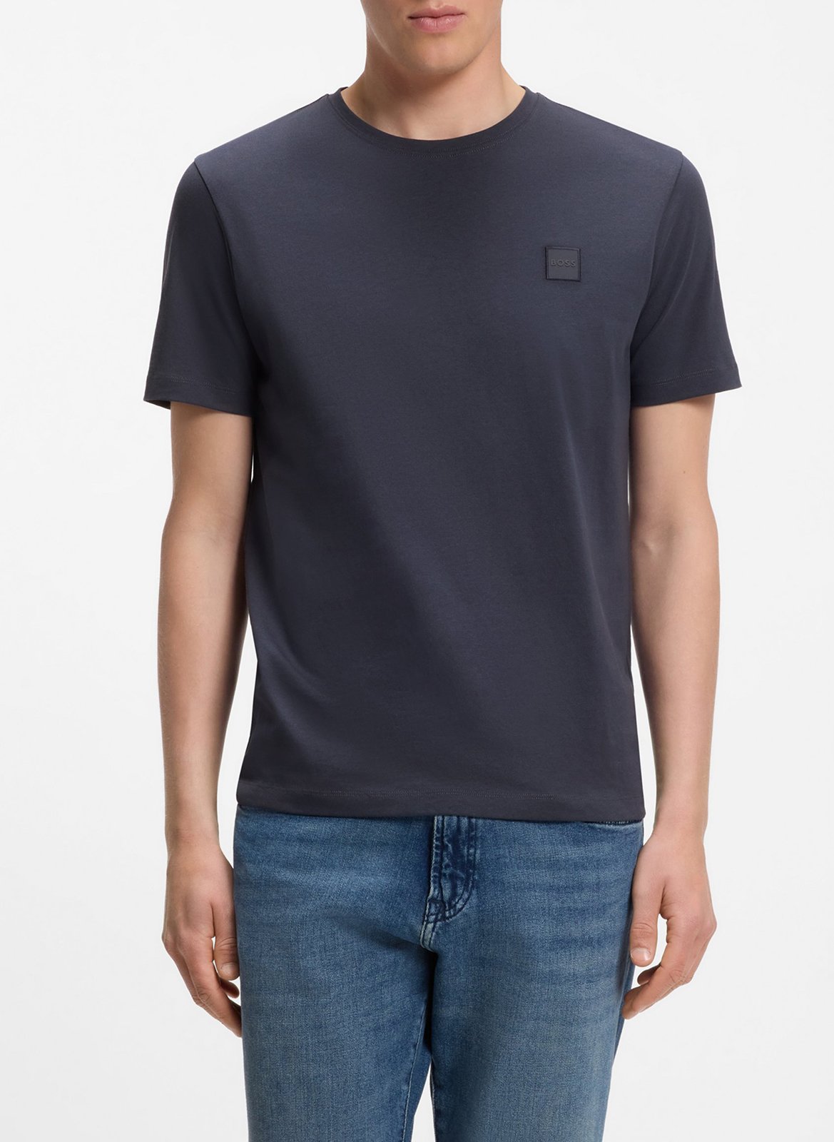 Tee-shirt à manches courtes col rond en coton BOSS Bleu