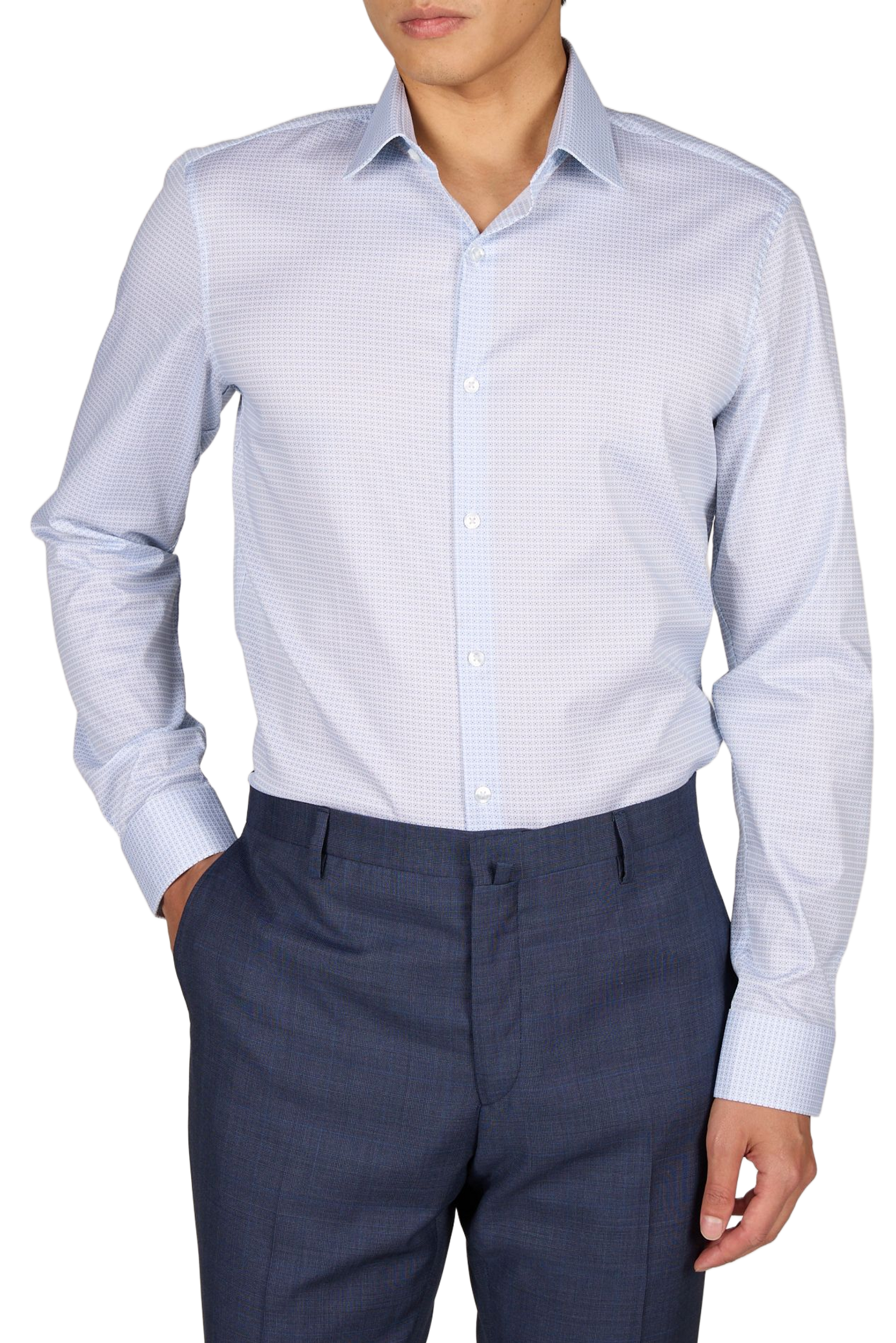 Shirt with pattern and long sleeves in blended cotton CALVIN KLEIN Blue
