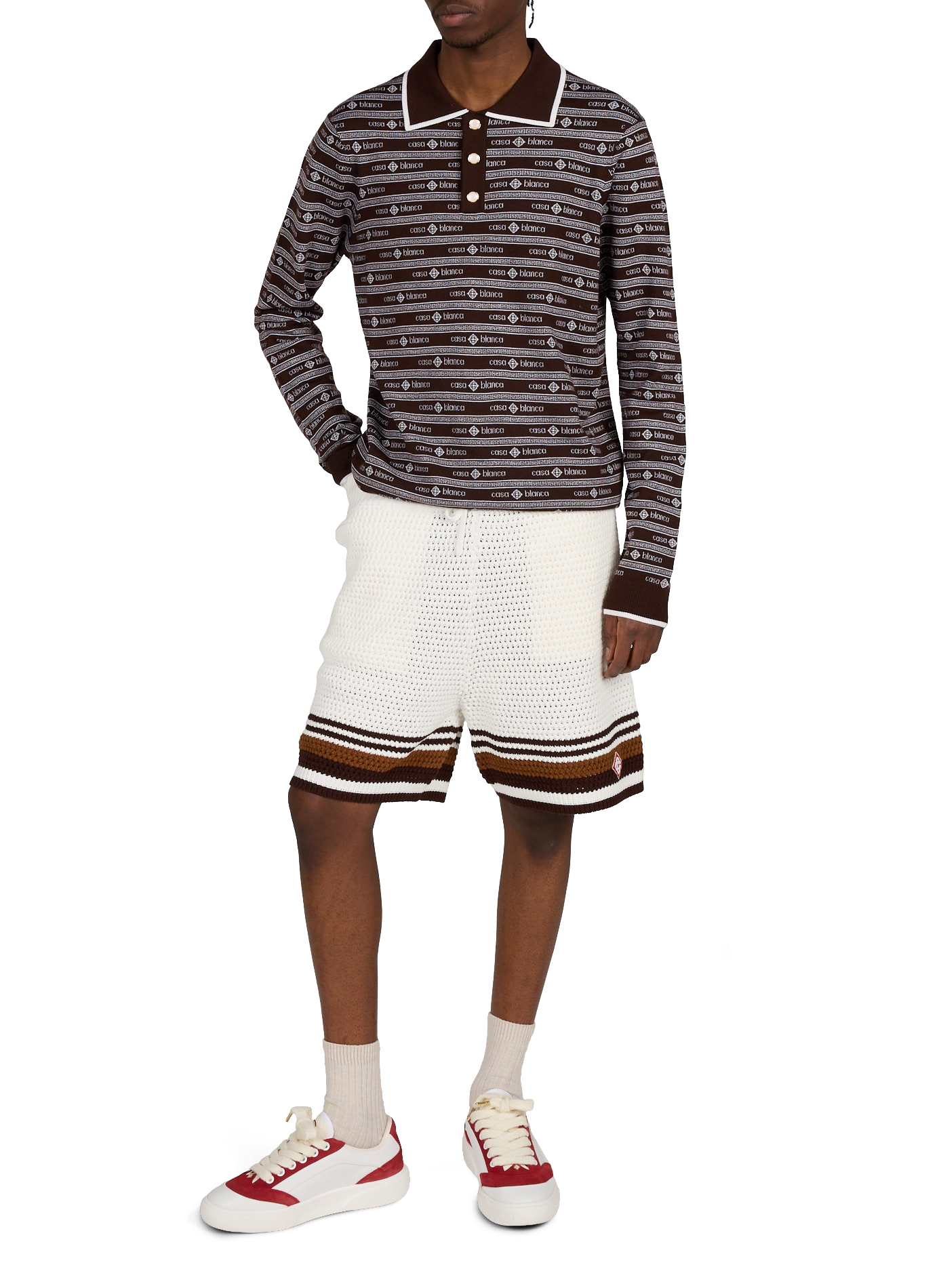 Wool logo polo CASABLANCA PARIS Brown