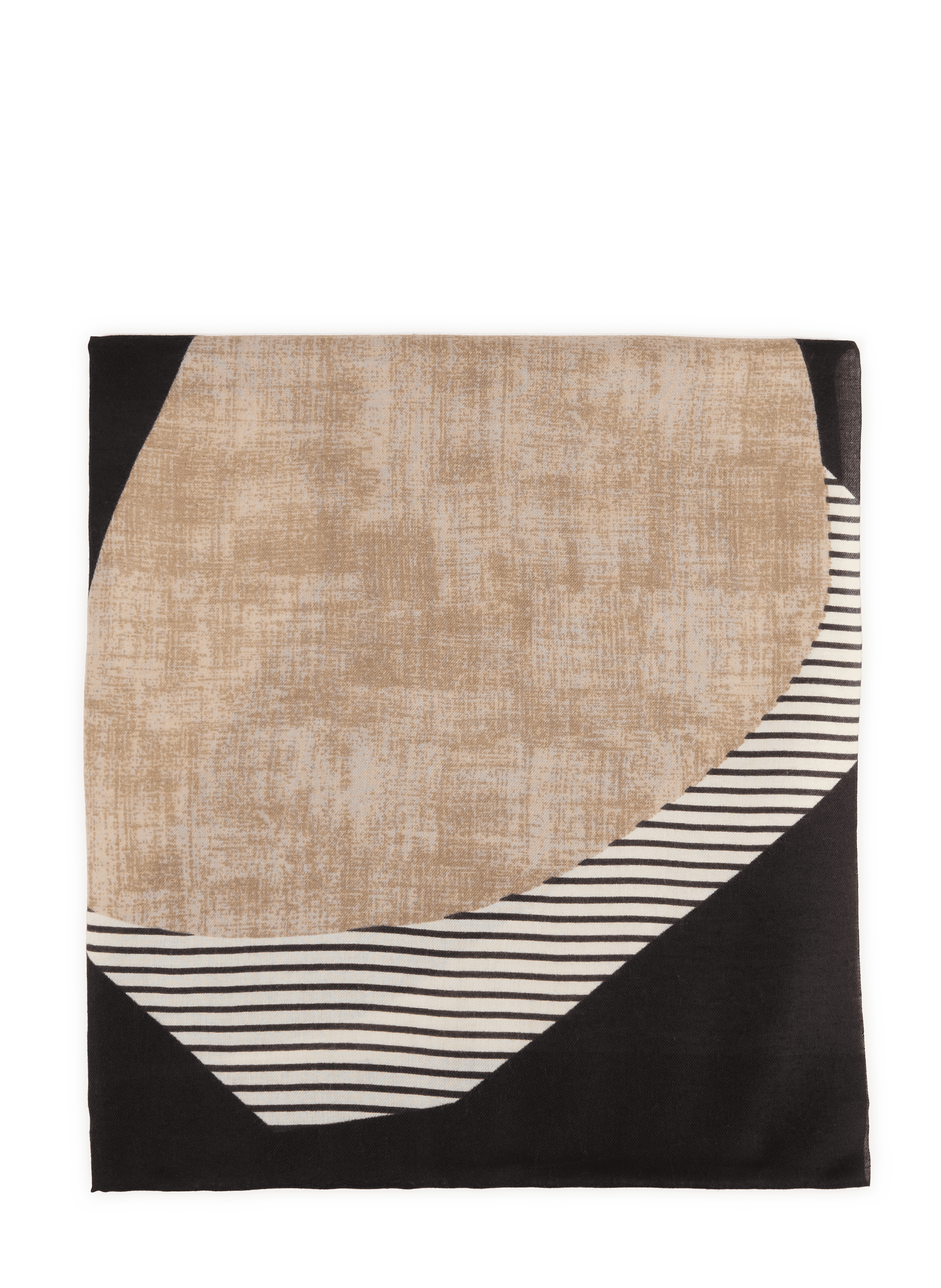 Scarf with pattern and fringes AU PRINTEMPS PARIS Black