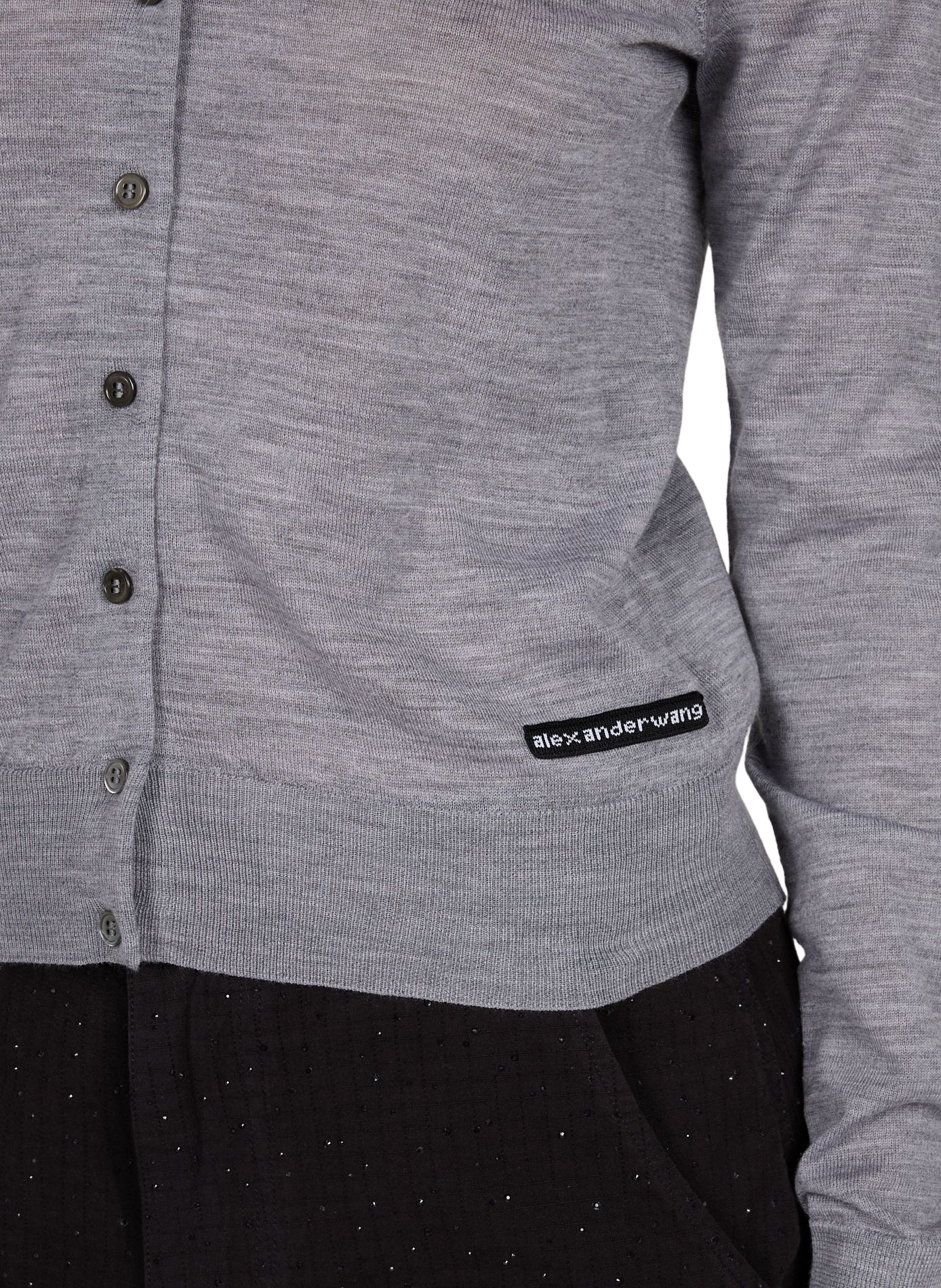 Cardigan met V-hals, knoopsluiting en open rug van wol. ALEXANDER WANG Grijs